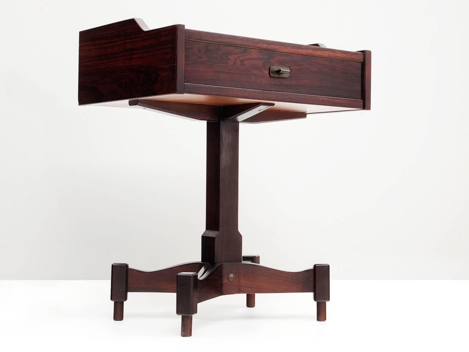 Mid-20th Century Claudio Salocchi Pair of Rosewood Side Tables for Sormani
