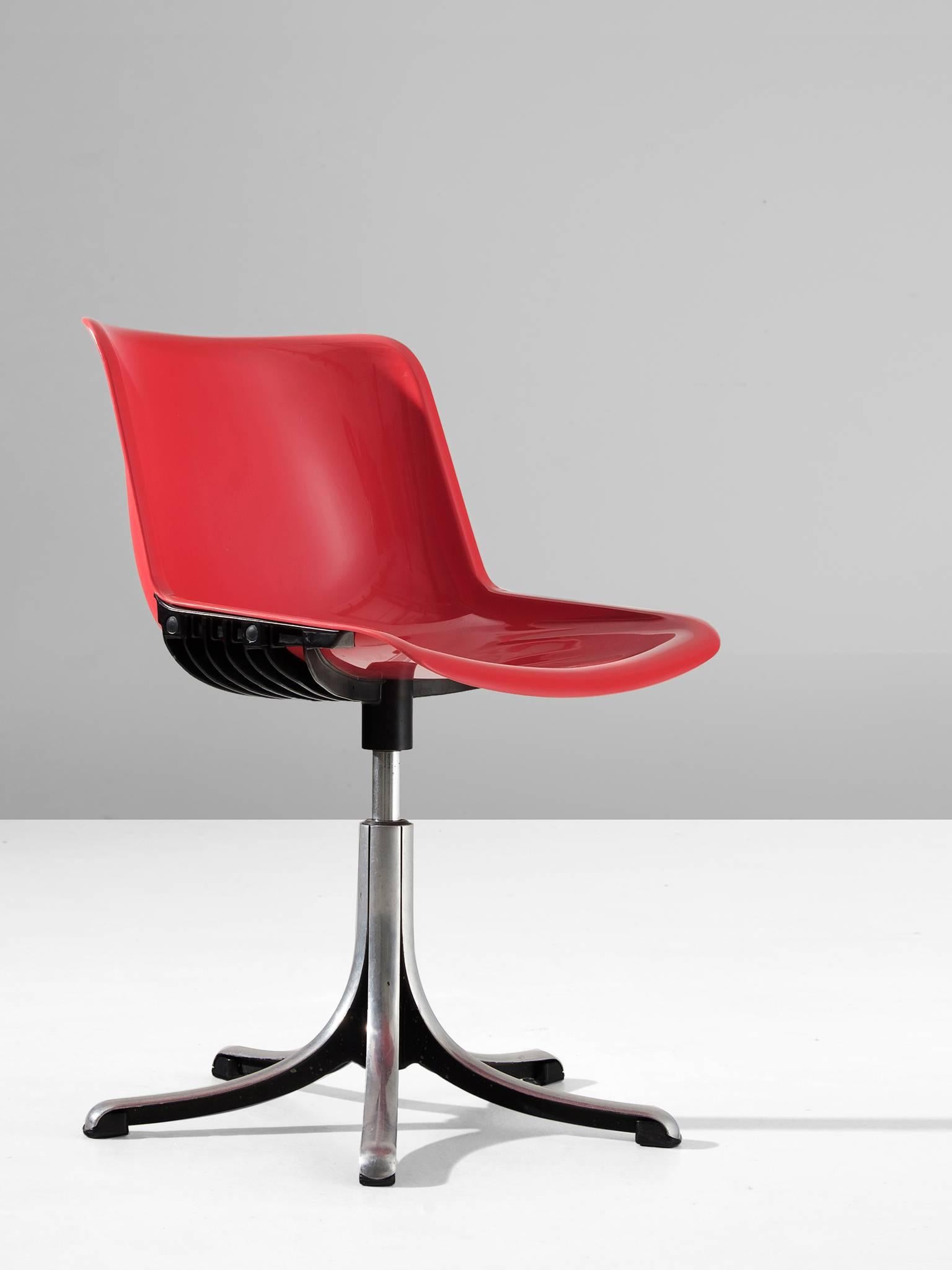 Italian Set of Ten Red 'Modus' Chairs for Tecno, Italy 