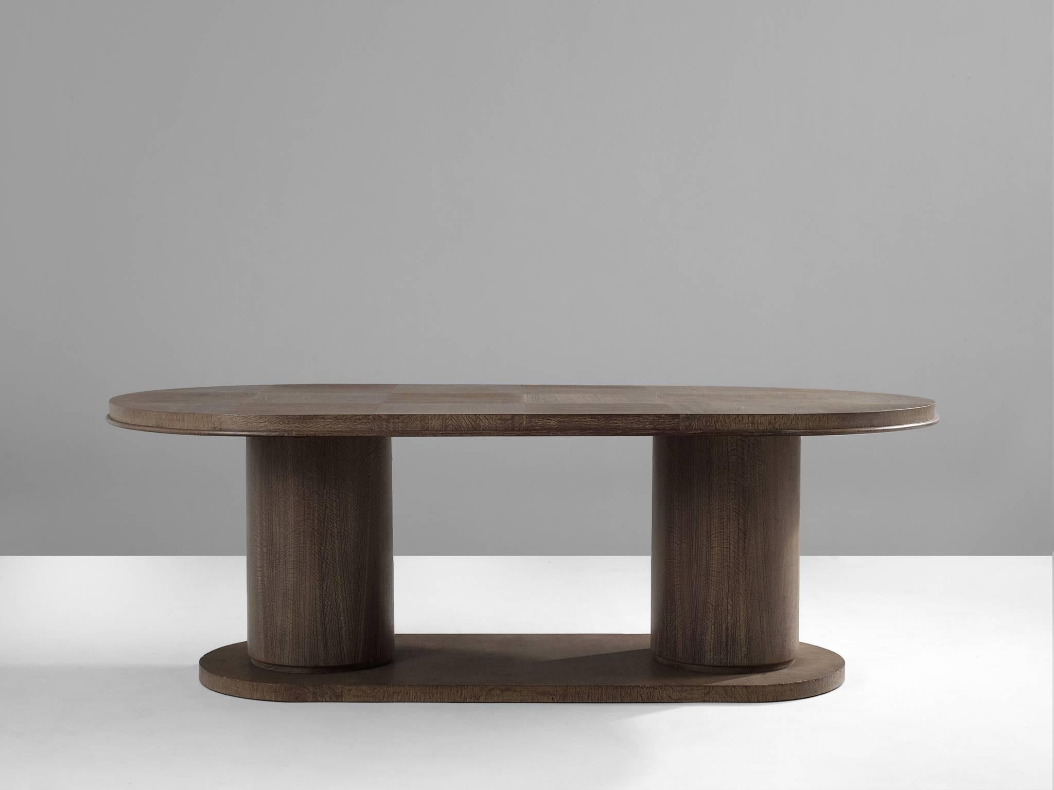 Art Deco De Coene Dining Table in Cerused Oak