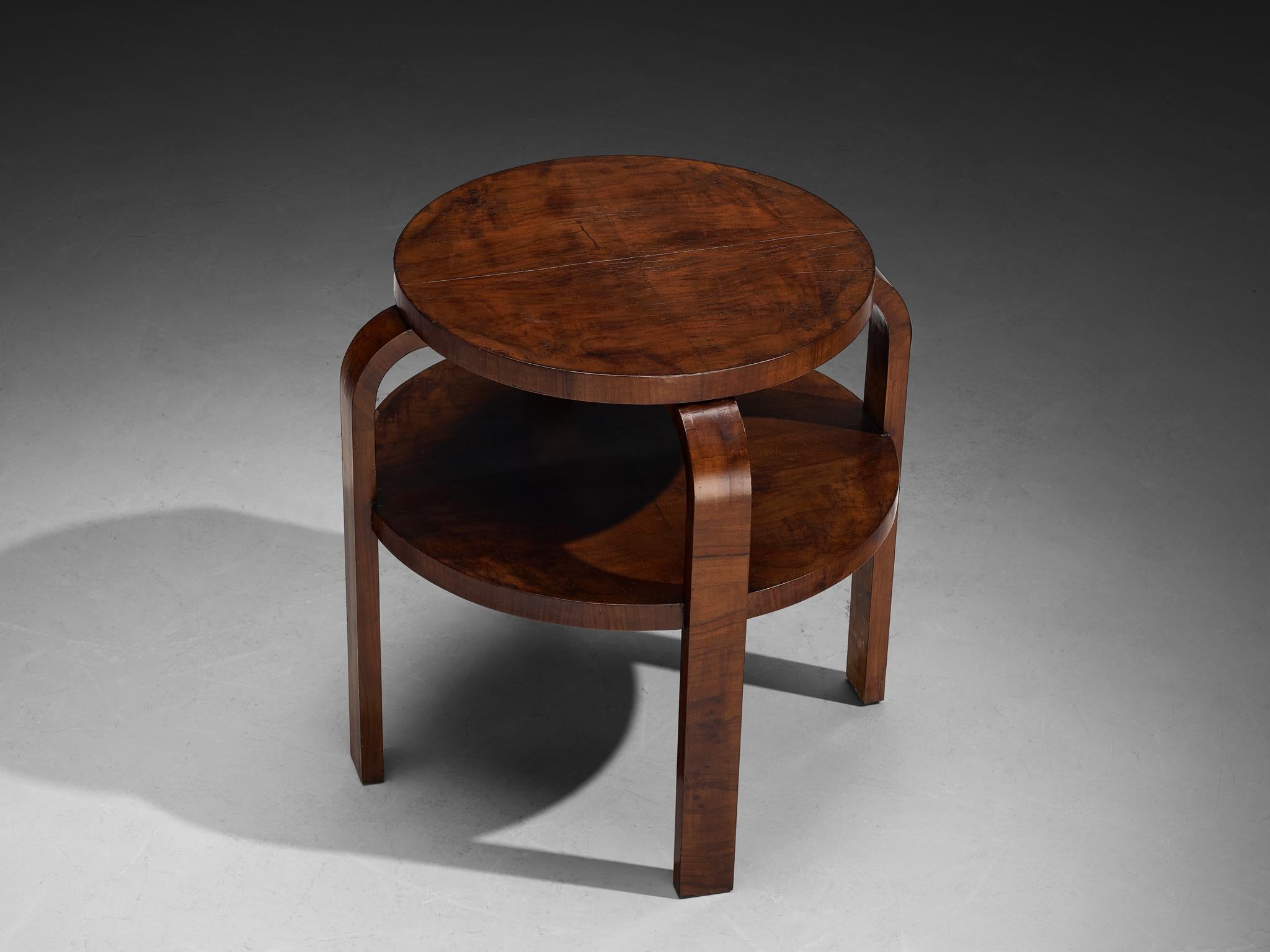 Mid-20th Century Art Deco Italian Round Side Table in Walnut For Sale