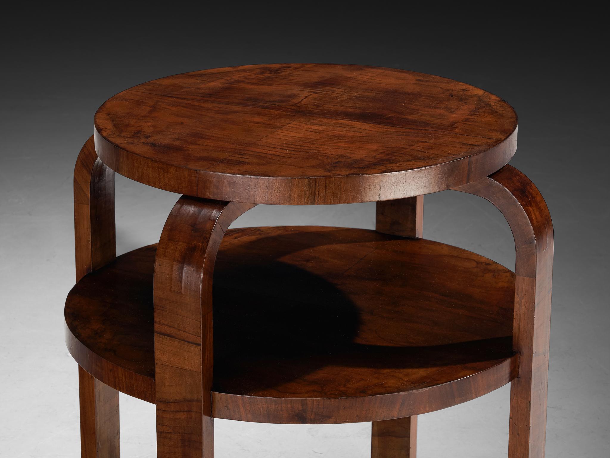 Art Deco Italian Round Side Table in Walnut For Sale 1
