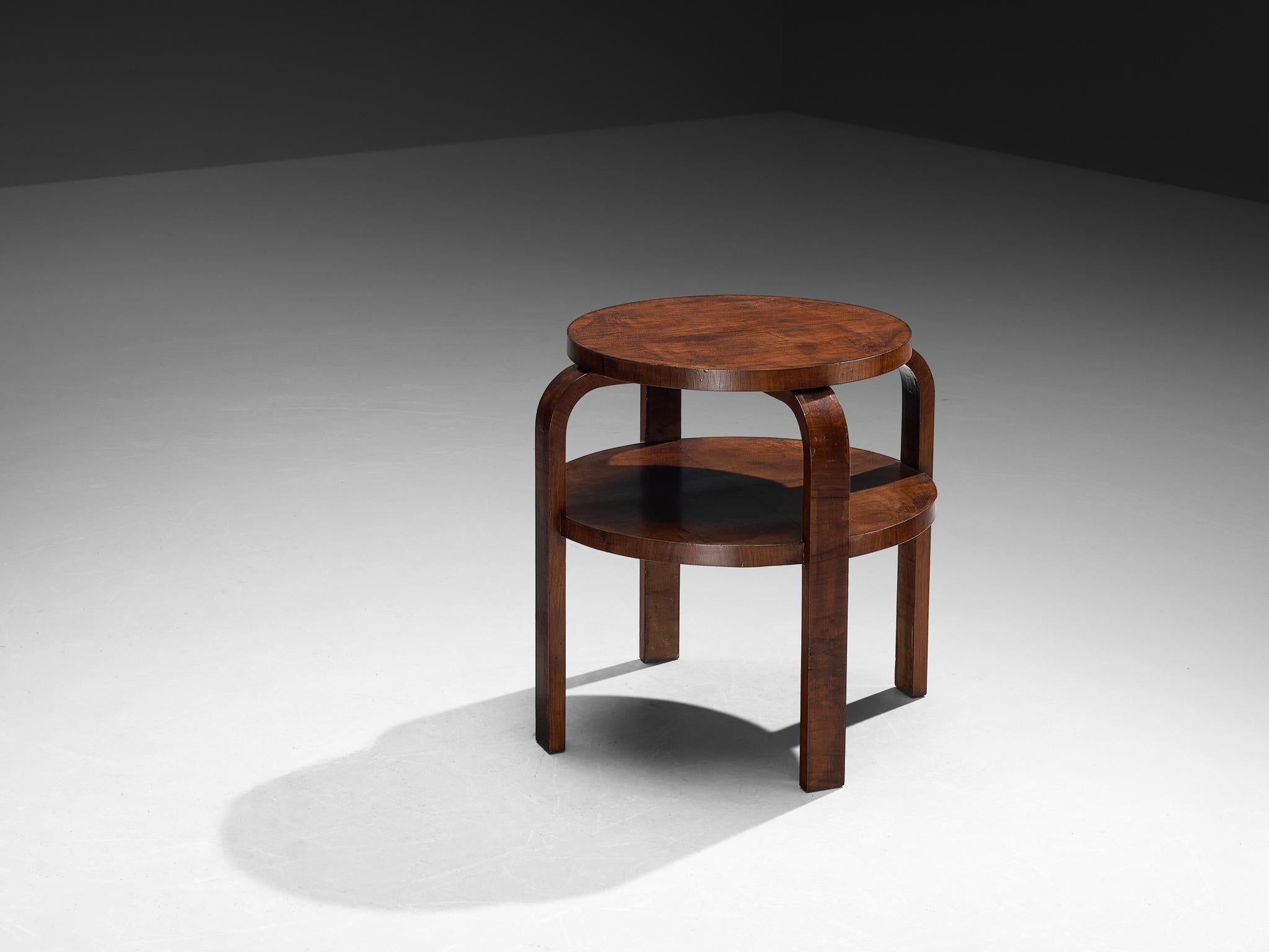 Art Deco Italian Round Side Table in Walnut For Sale 2