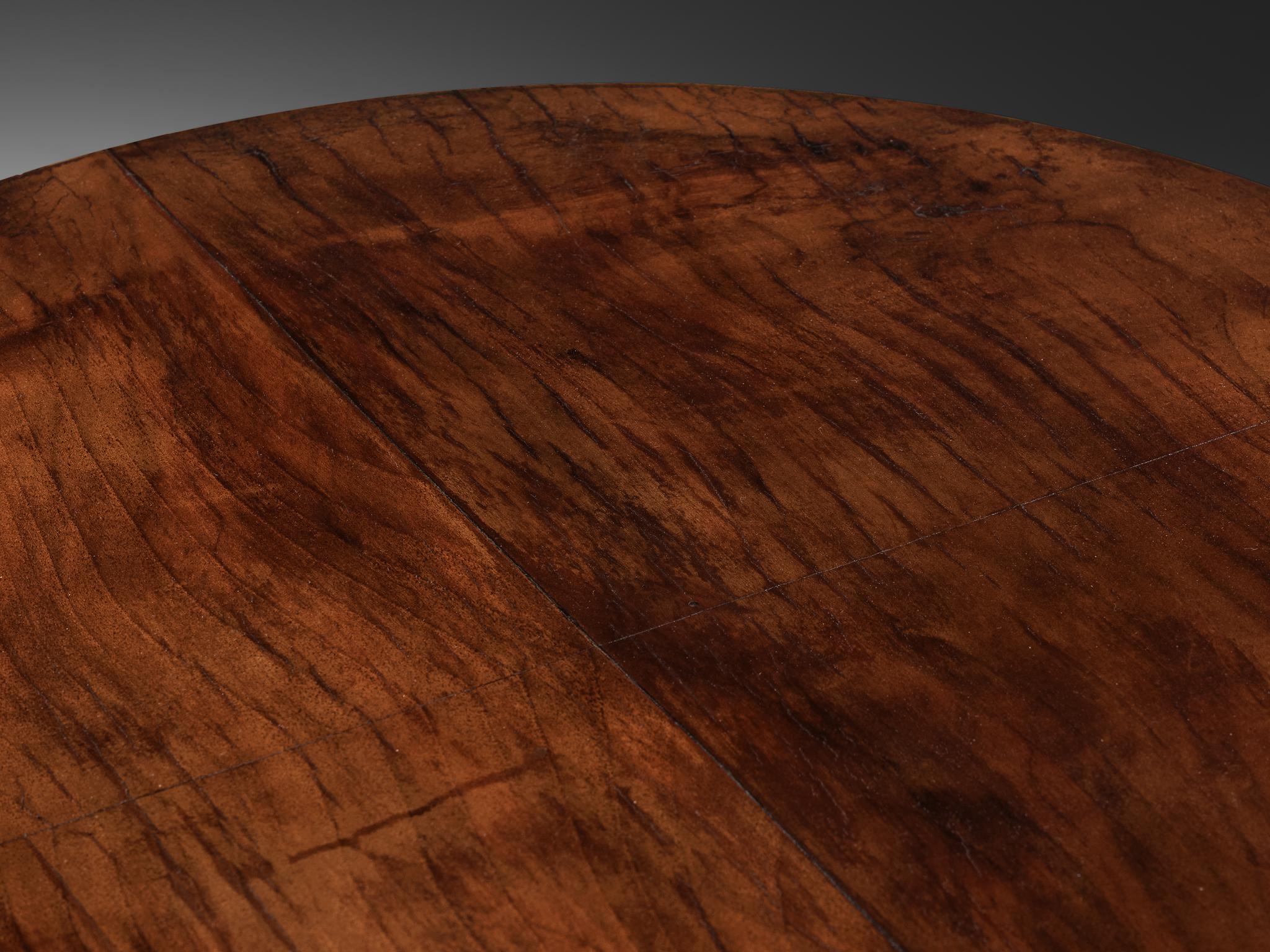 Art Deco Italian Round Side Table in Walnut For Sale 3