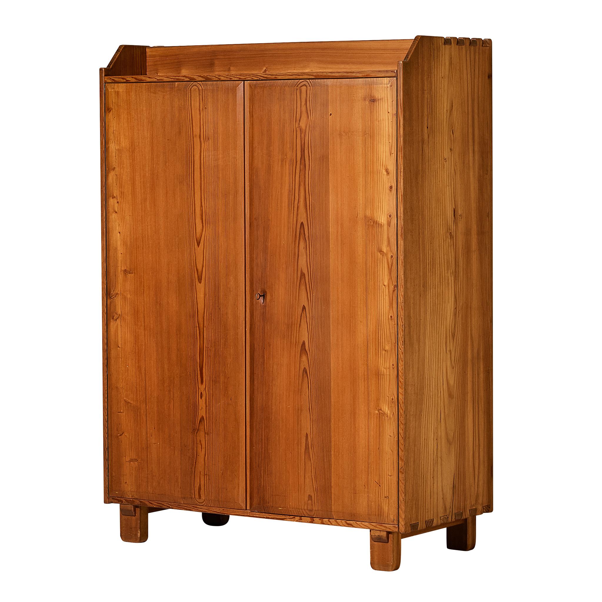 French Cabinet in Pine and Brass Details For Sale