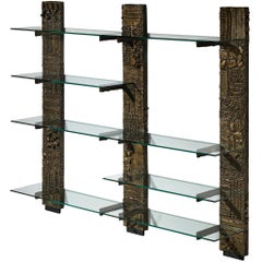 Paul Evans for Directional 'PE 68' Wall Unit in Bronzed Resin and Glass