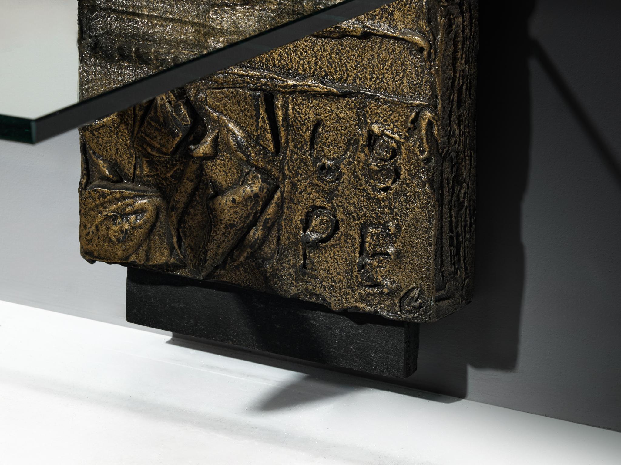 Paul Evans for Directional 'PE 68' Wall Unit in Bronzed Resin and Glass For Sale 7