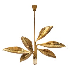 Angelo Lelii for Arredoluce Chandelier in Hammered Brass