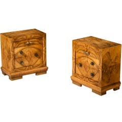 Gaetano Borsani for Atelier di Varedo Nightstands in Walnut Burl and Brass