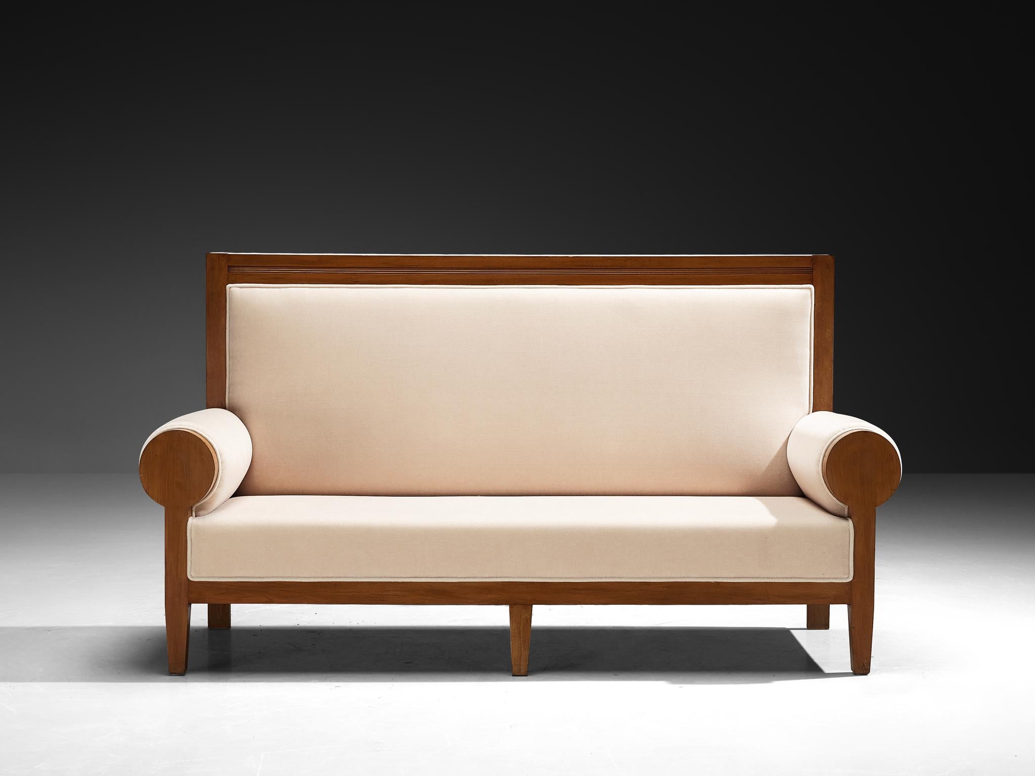 Art Deco Sofas or Settees with High Back in Light Creme Mohair by Pierre Frey In Good Condition For Sale In Waalwijk, NL