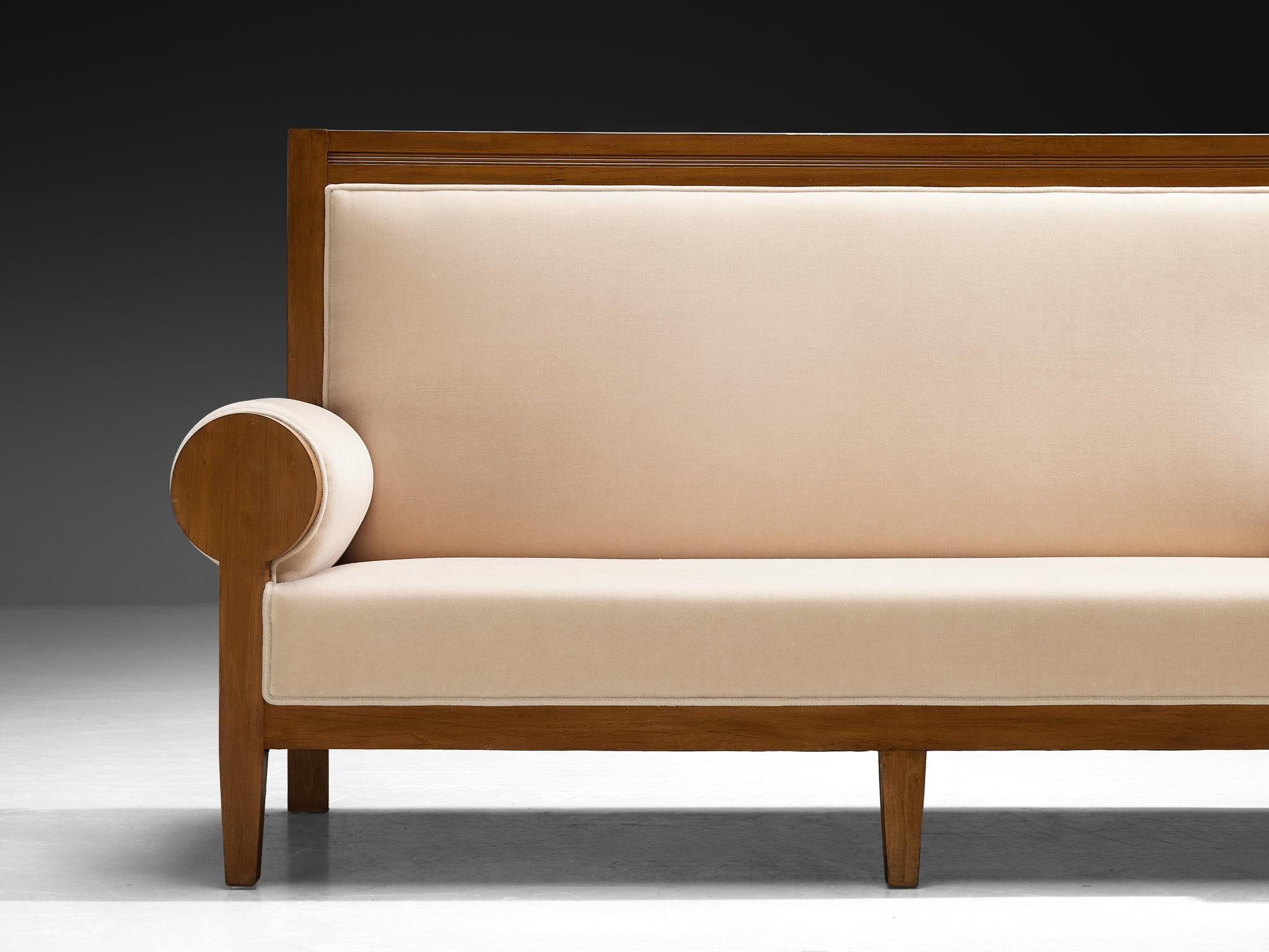Art Deco Sofas or Settees with High Back in Light Creme Mohair by Pierre Frey For Sale 3