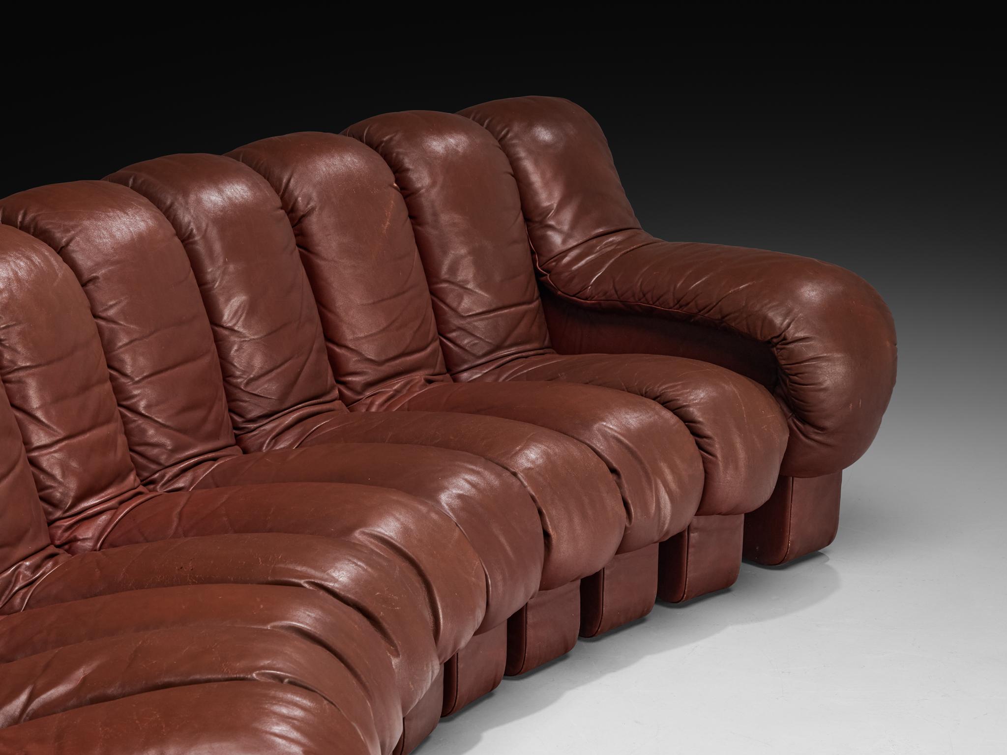 Postmoderno De Sede DS-600 - Divano componibile 'Snake' in pelle marrone in vendita