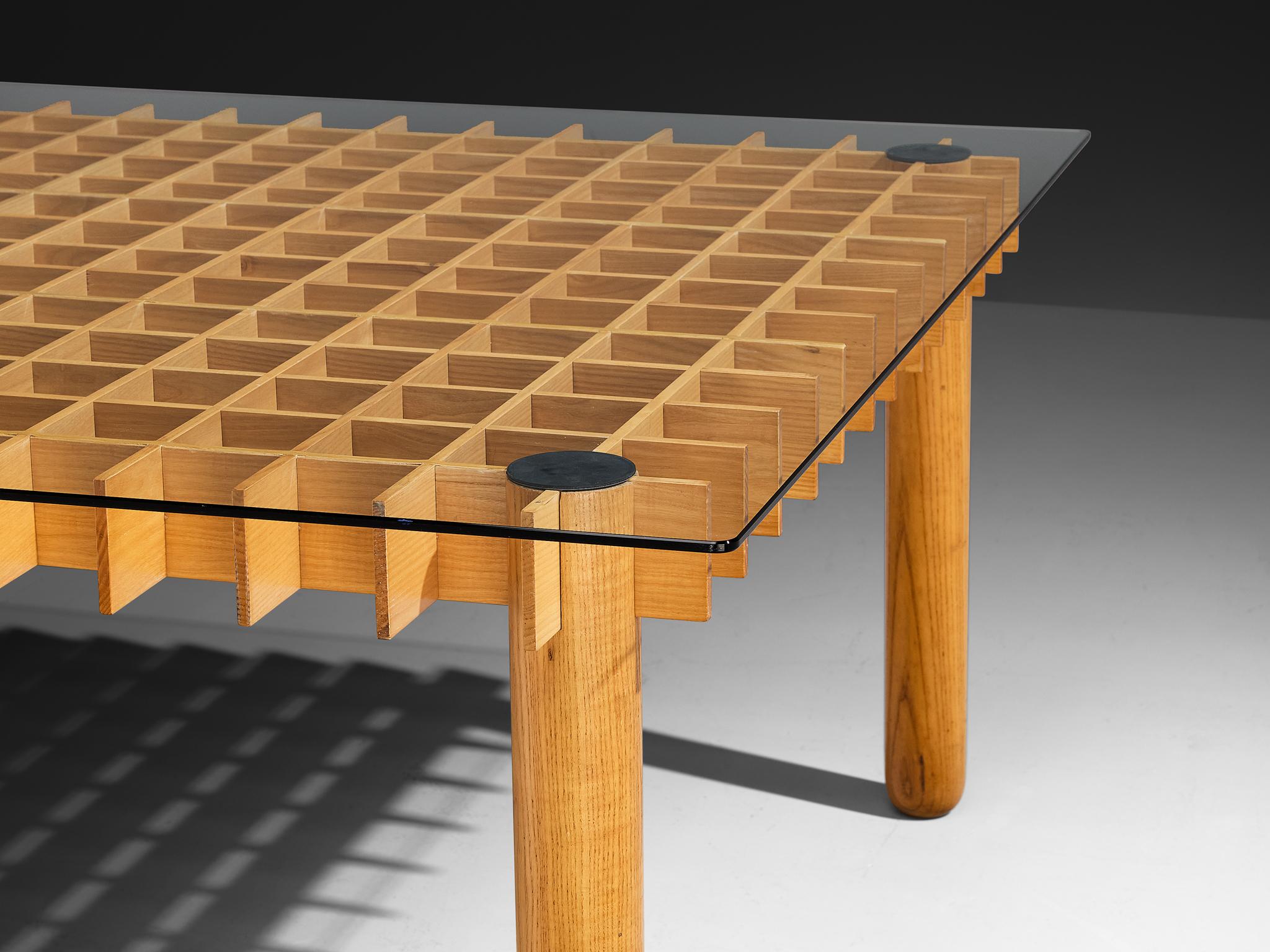 Late 20th Century Italian Graphic Dining Table in Ash For Sale