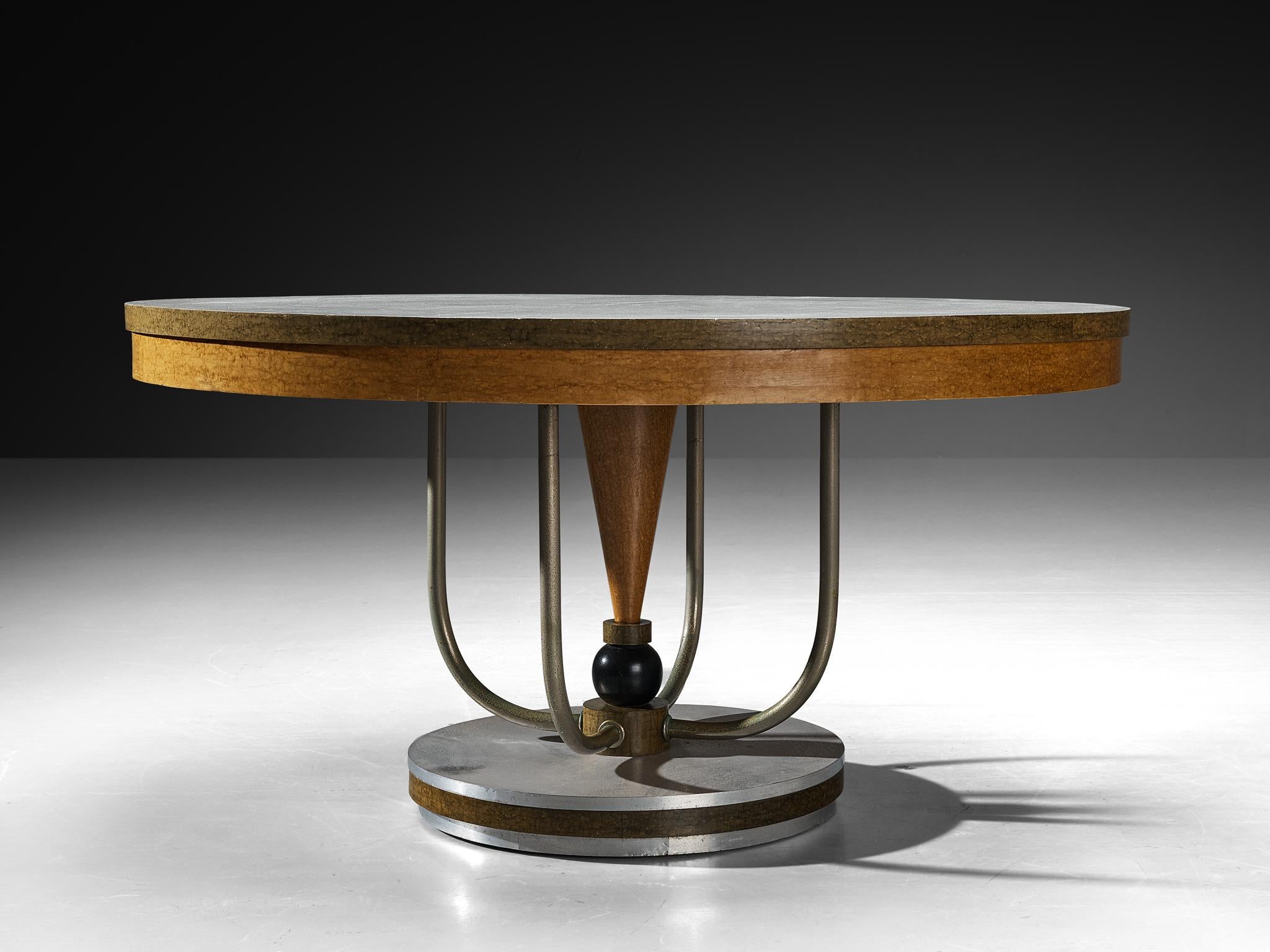 Aluminum Francesco Rapisardi Rationalist 1930s Dining or Center Table For Sale