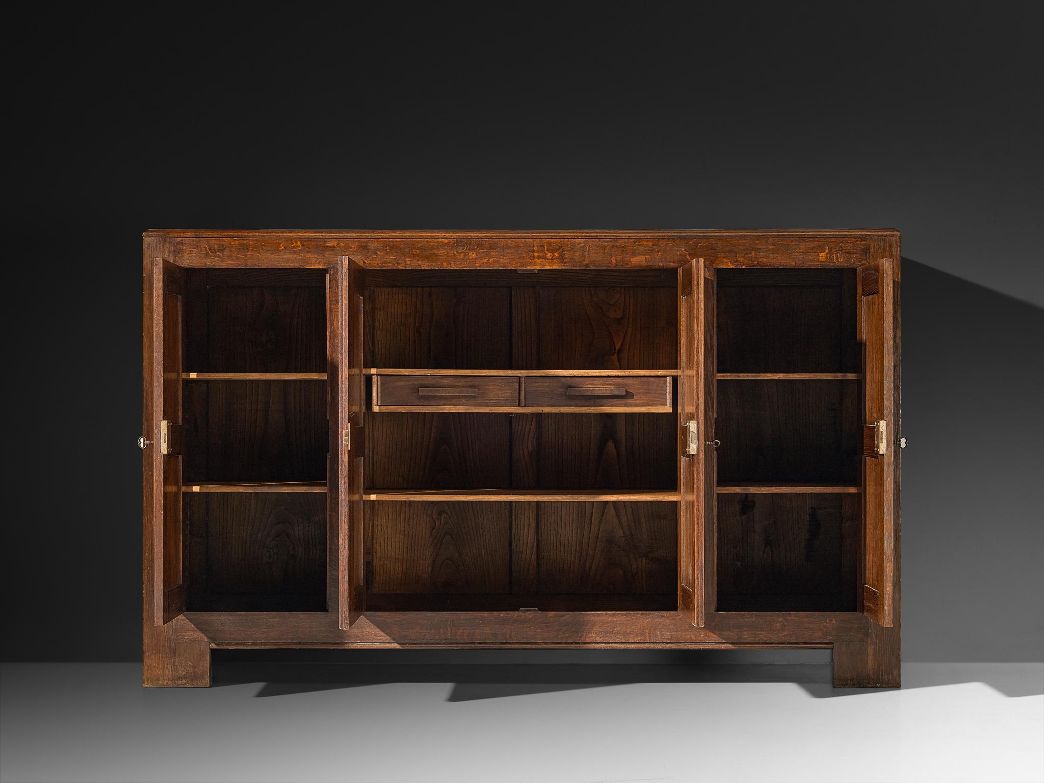 Joseph Savina Sideboard in Oak and Wrought Iron In Good Condition For Sale In Waalwijk, NL