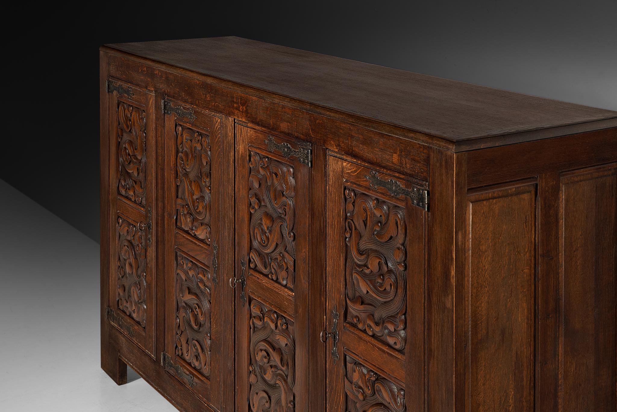 Joseph Savina Sideboard in Oak and Wrought Iron For Sale 2
