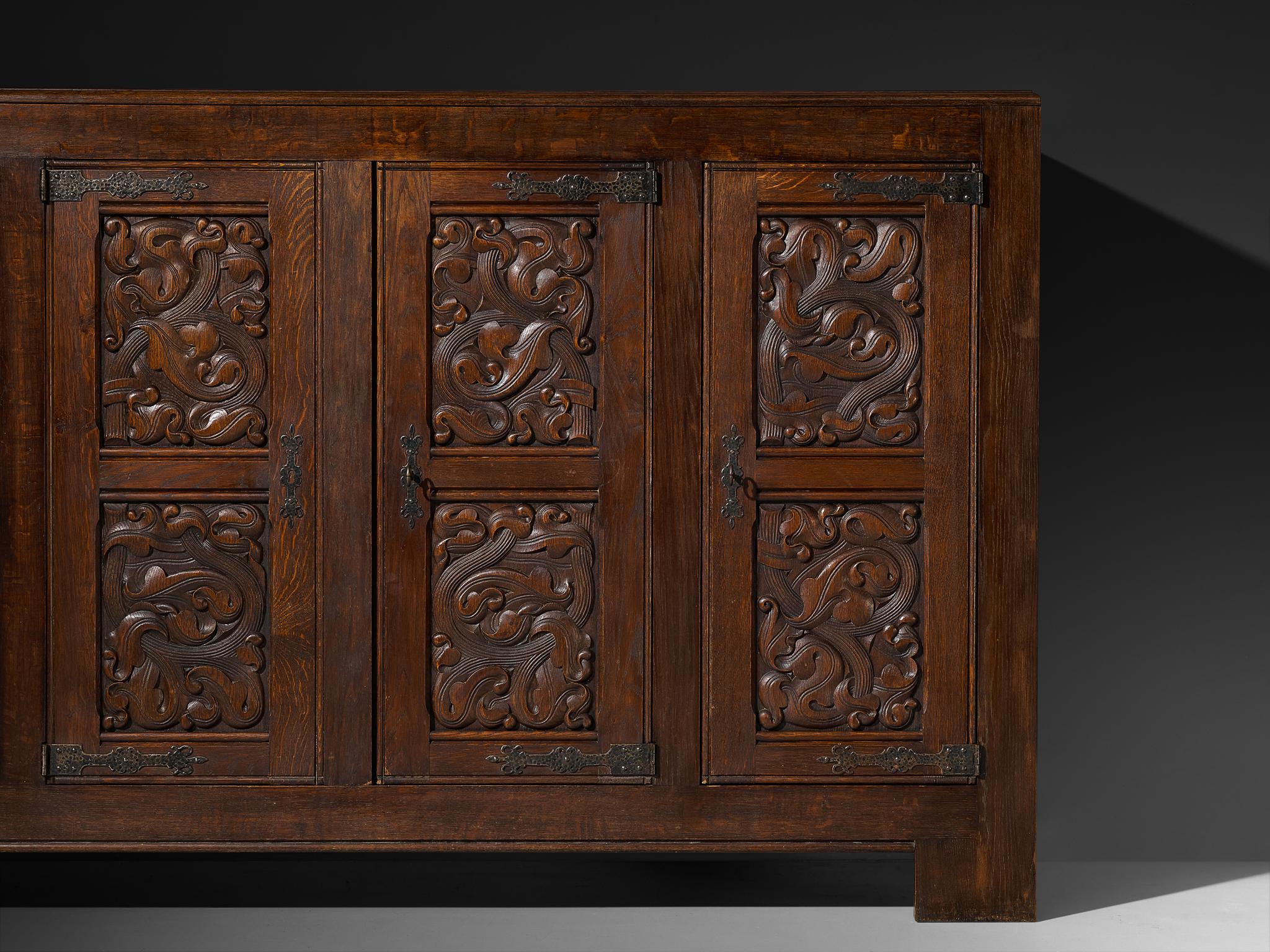 Joseph Savina Sideboard in Oak and Wrought Iron For Sale 3