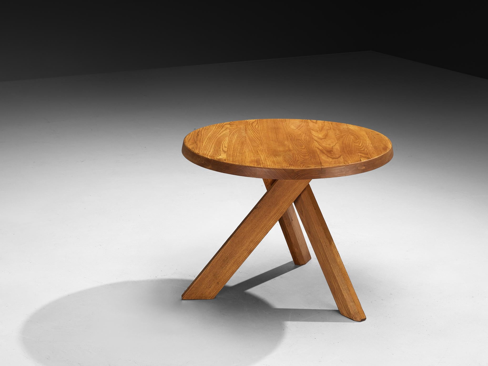 Pierre Chapo Seating Set with Rare 'T21A' Table and 'S13A' Stools For Sale 1