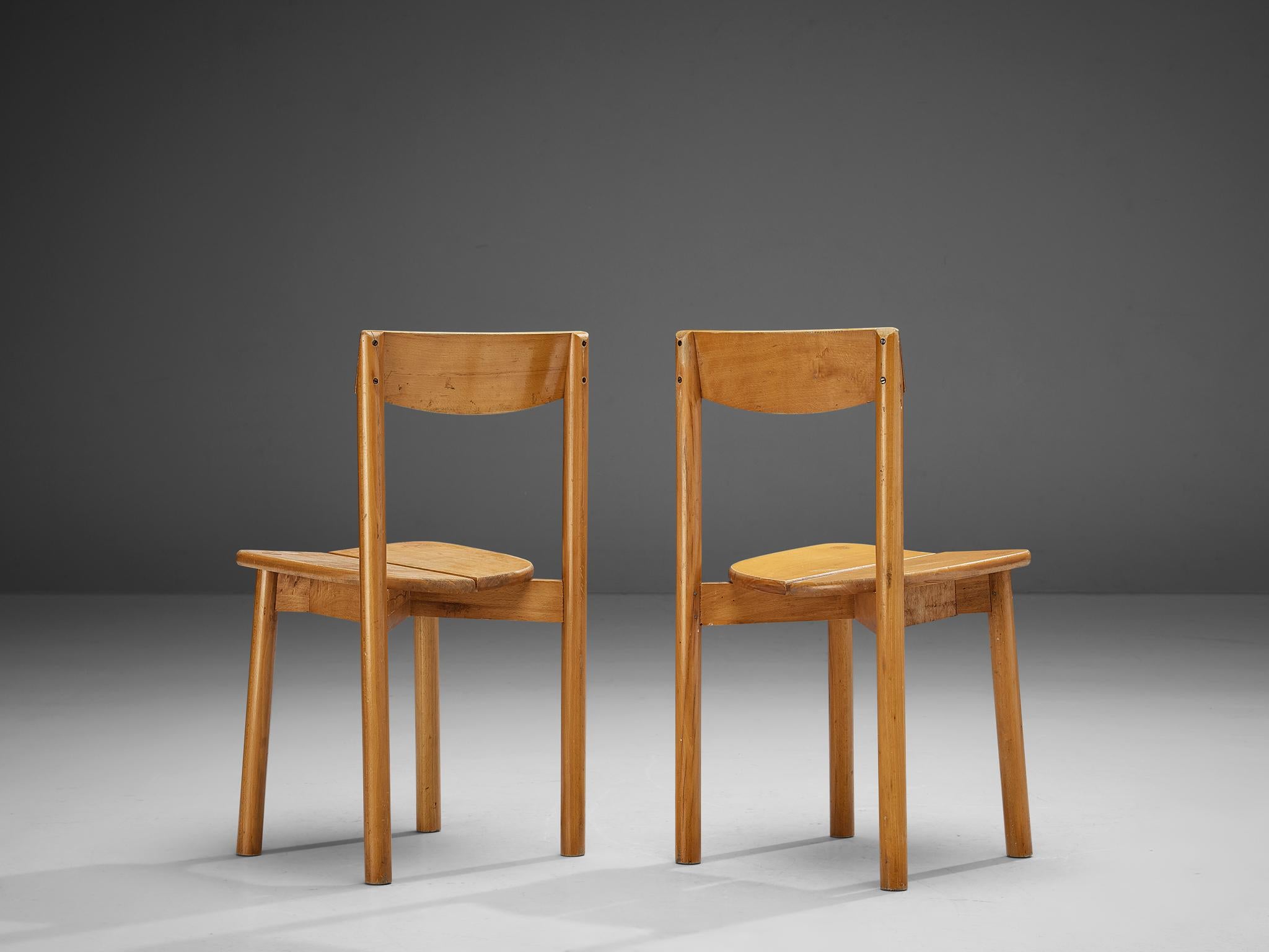 Beech Pierre Gautier-Delaye Set of Six Dining Chairs For Sale