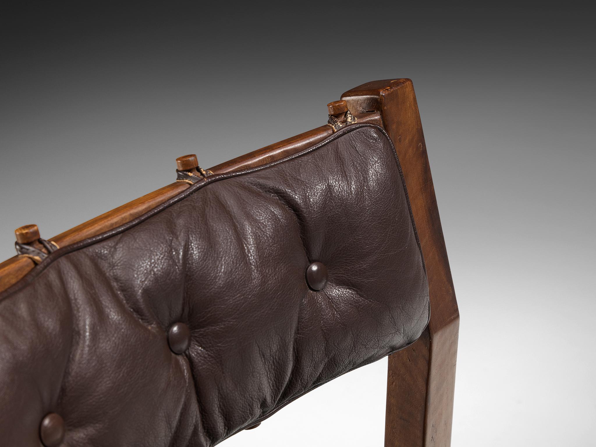 Late 20th Century Giuseppe Rivadossi for Officina Rivadossi Set of Four Dining Chairs in Walnut For Sale