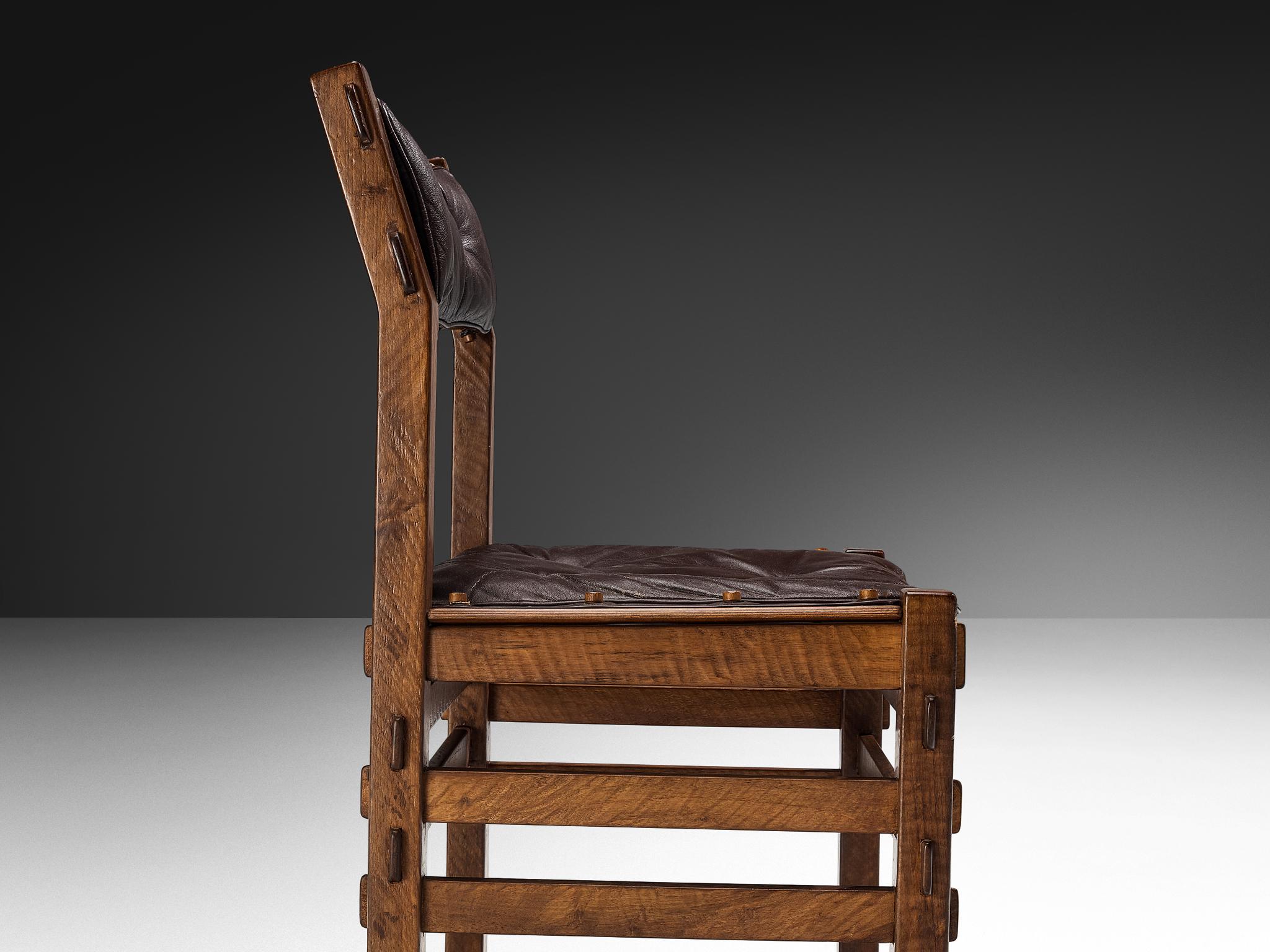 Giuseppe Rivadossi for Officina Rivadossi Set of Four Dining Chairs in Walnut For Sale 3