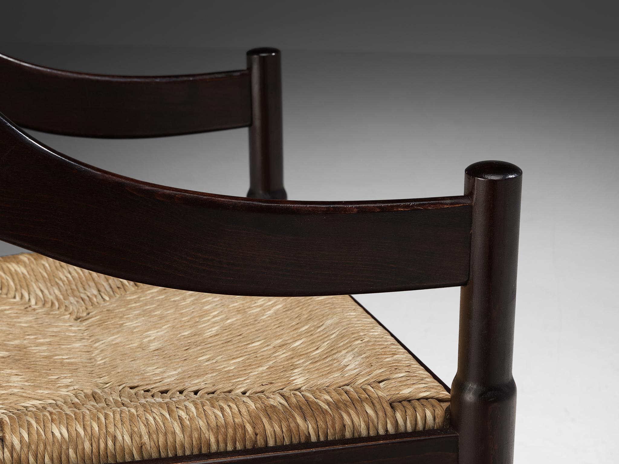 Vico Magistretti Pair of 'Carimate' Dining Chairs with Rush Seats In Good Condition For Sale In Waalwijk, NL