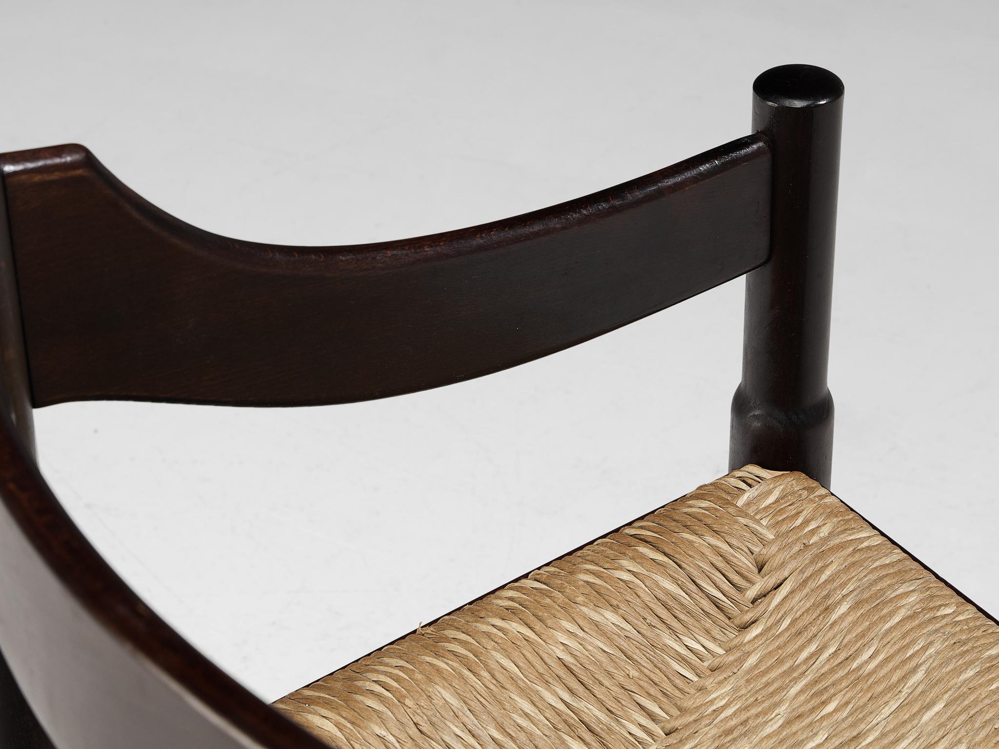 Vico Magistretti Pair of 'Carimate' Dining Chairs with Rush Seats For Sale 3