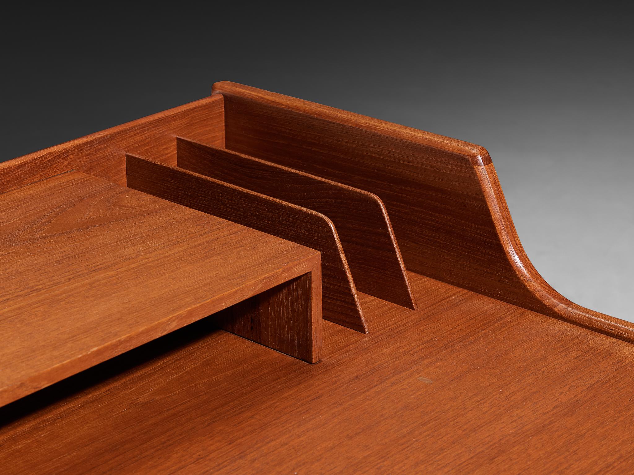 Brass Arne Wahl Iversen for Vinde Møbelfabrik Writing Desk in Teak For Sale