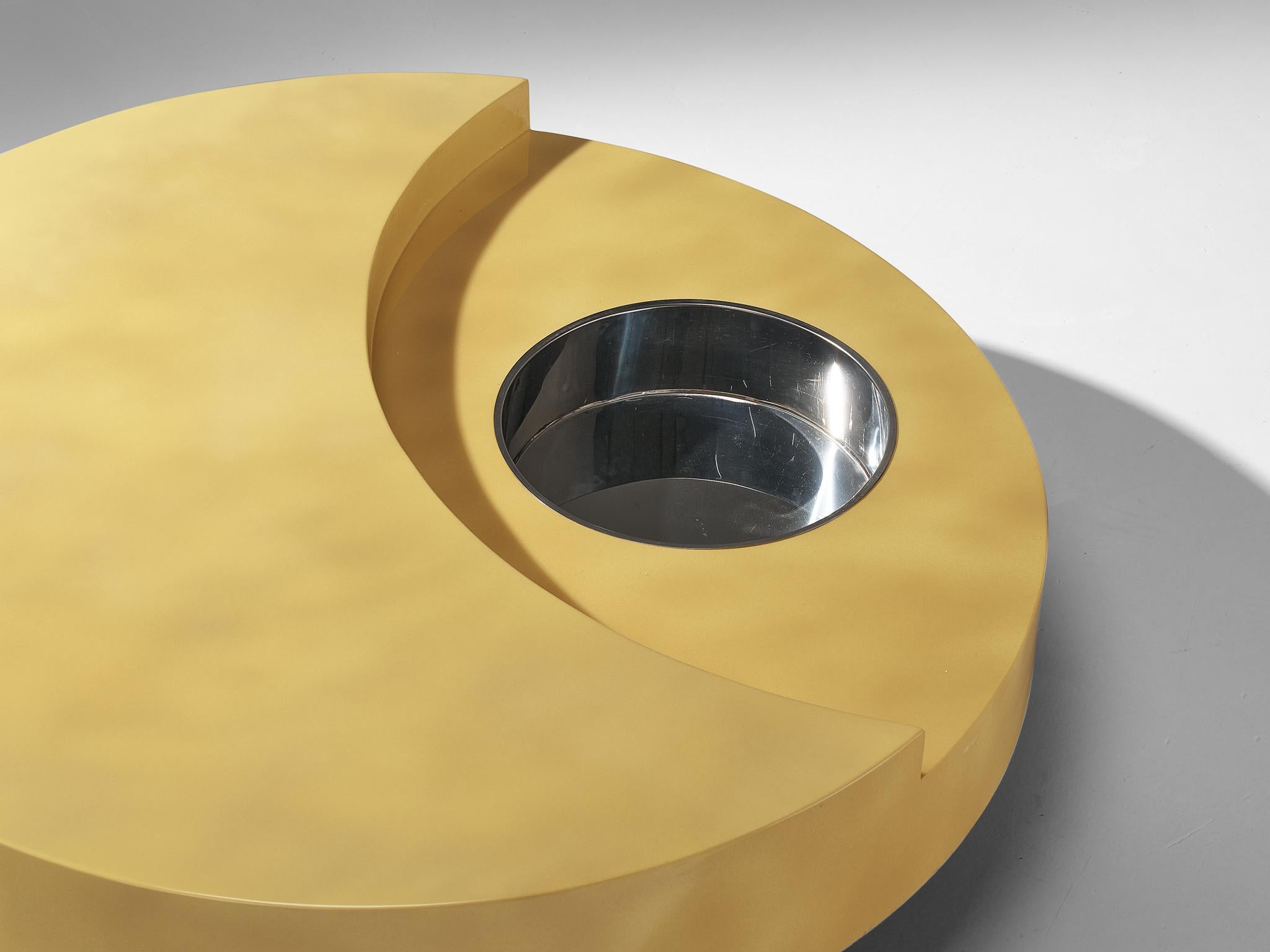Post-Modern Willy Rizzo 'TRG' Circular Yellow Coffee Table For Sale