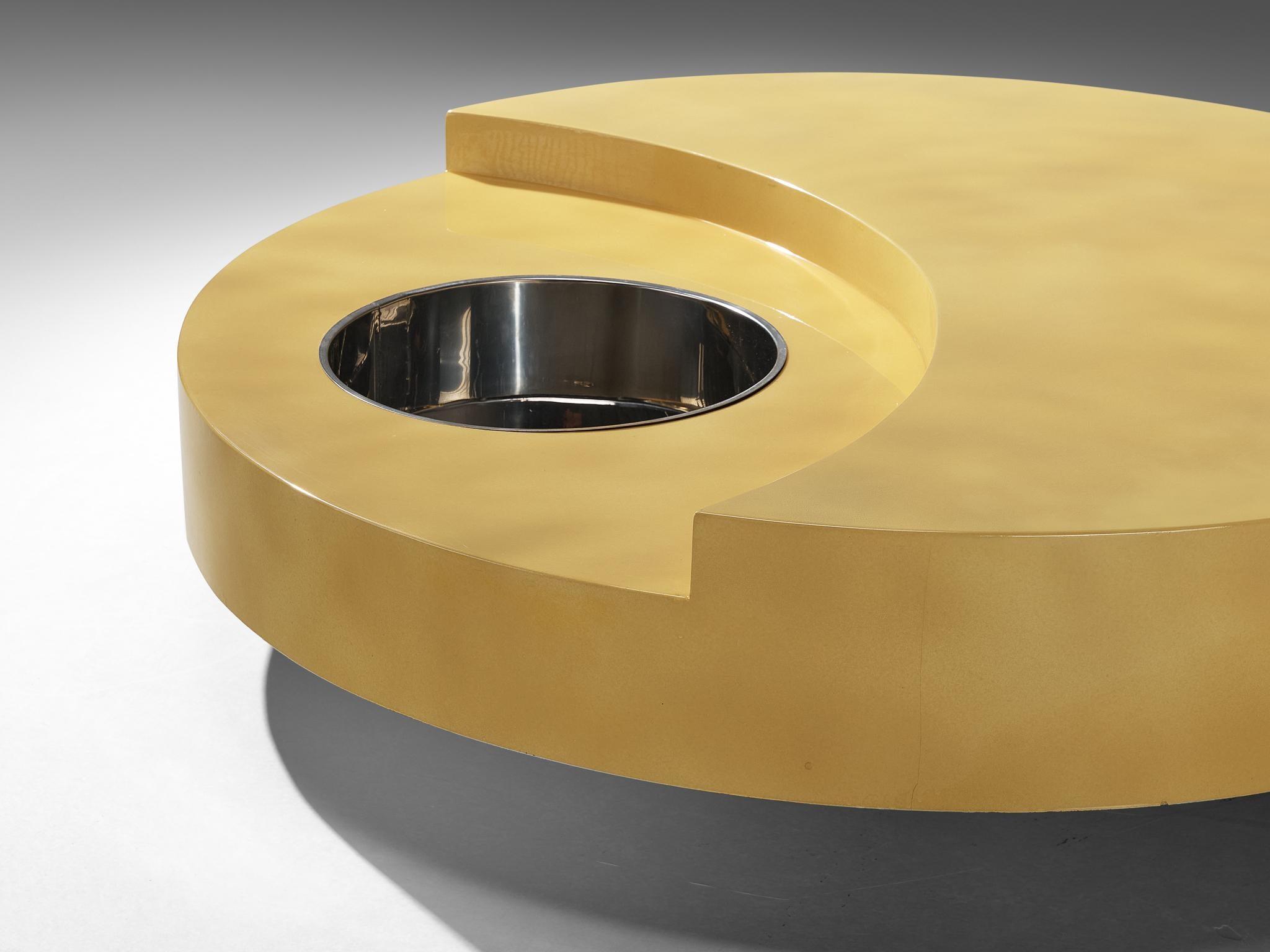 Mid-20th Century Willy Rizzo 'TRG' Circular Yellow Coffee Table For Sale