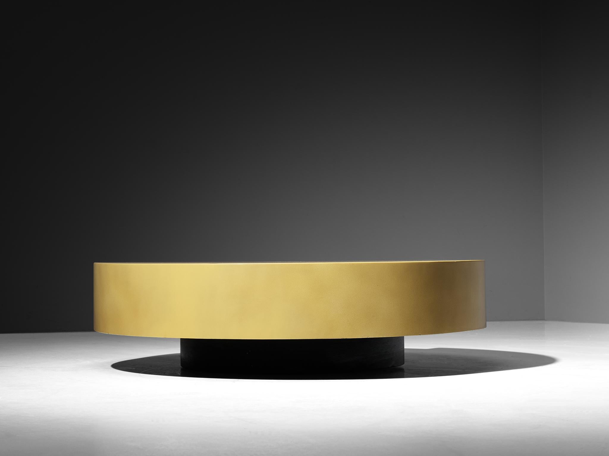 Willy Rizzo 'TRG' Circular Yellow Coffee Table For Sale 1