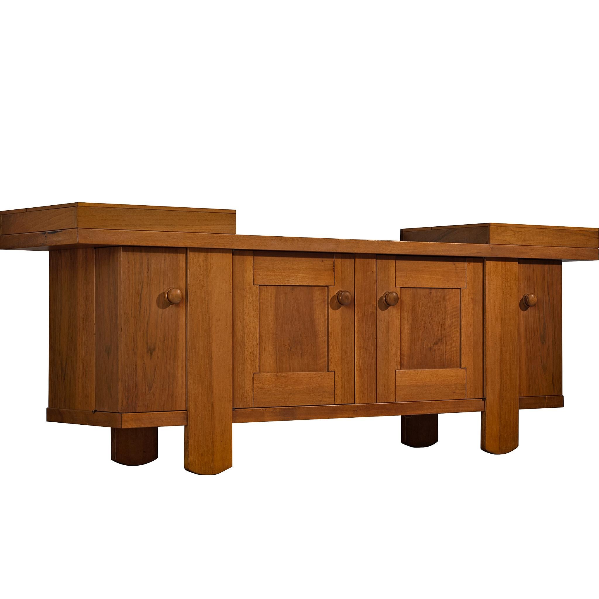 Silvio Coppola for Bernini Geometric Sideboard in Walnut For Sale