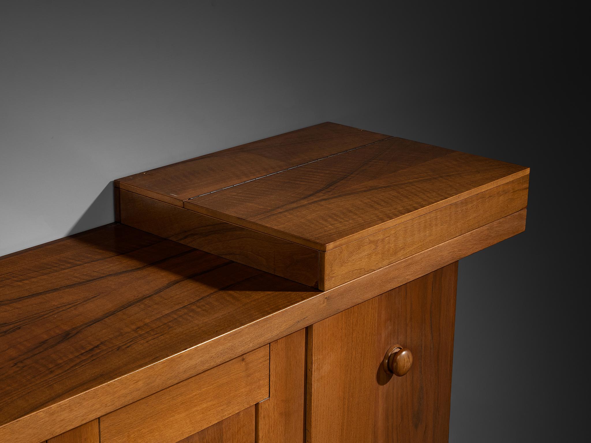 Mid-Century Modern Silvio Coppola for Bernini Geometric Sideboard in Walnut For Sale