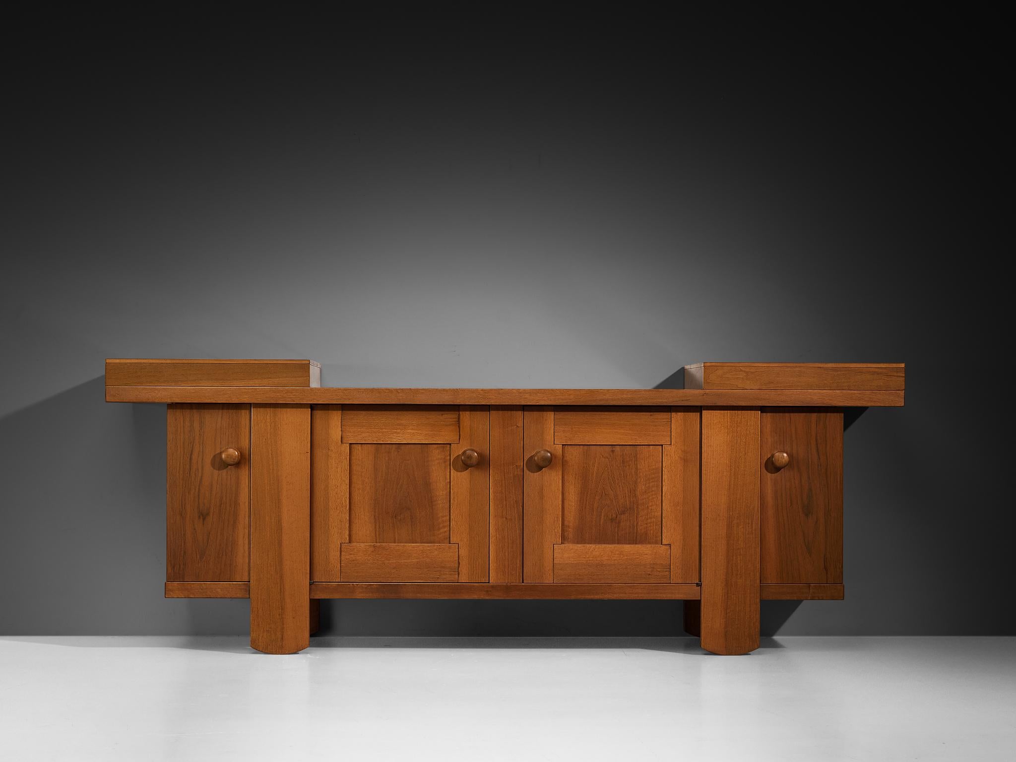 Italian Silvio Coppola for Bernini Geometric Sideboard in Walnut For Sale