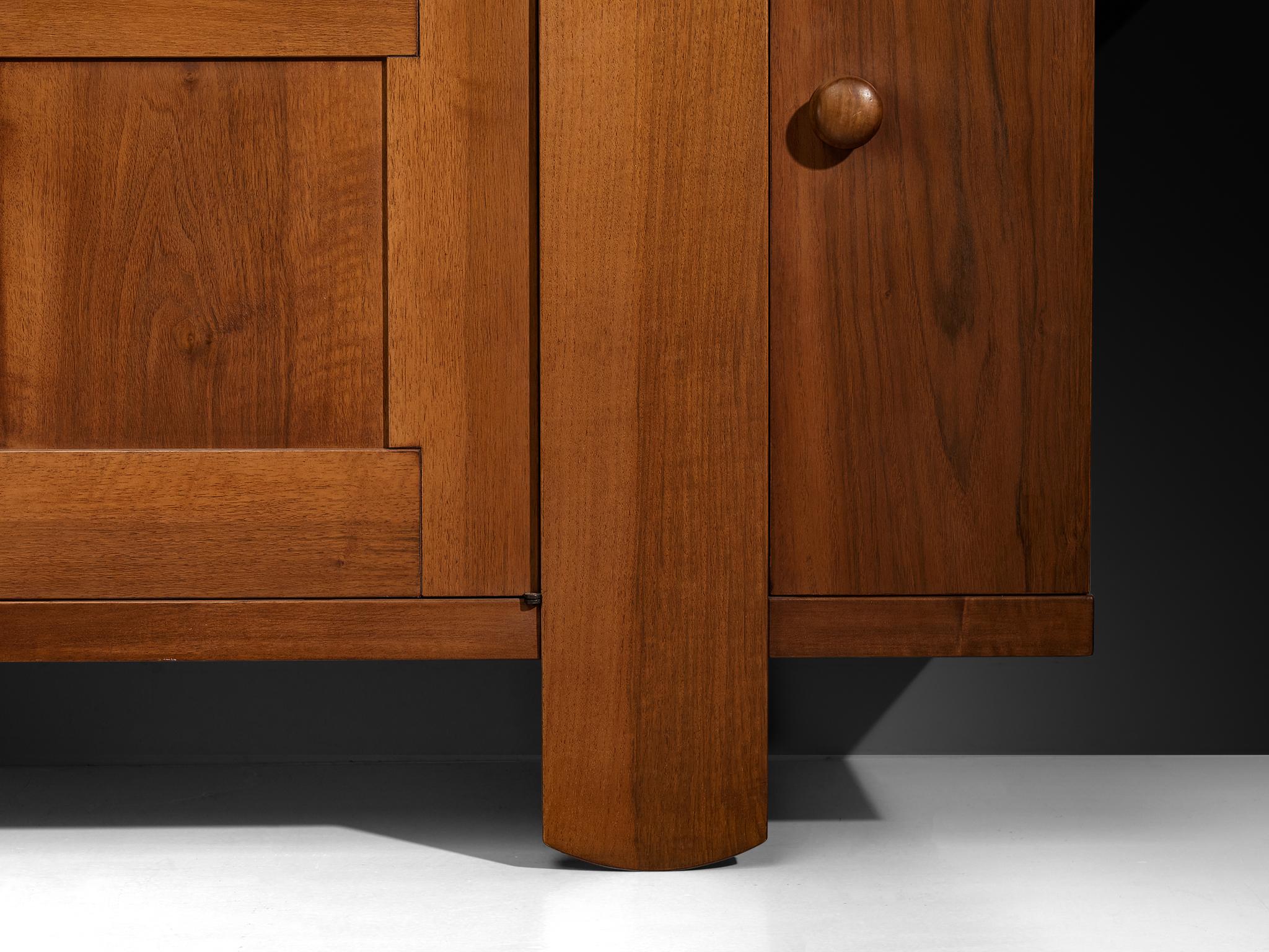 Silvio Coppola for Bernini Geometric Sideboard in Walnut In Good Condition For Sale In Waalwijk, NL
