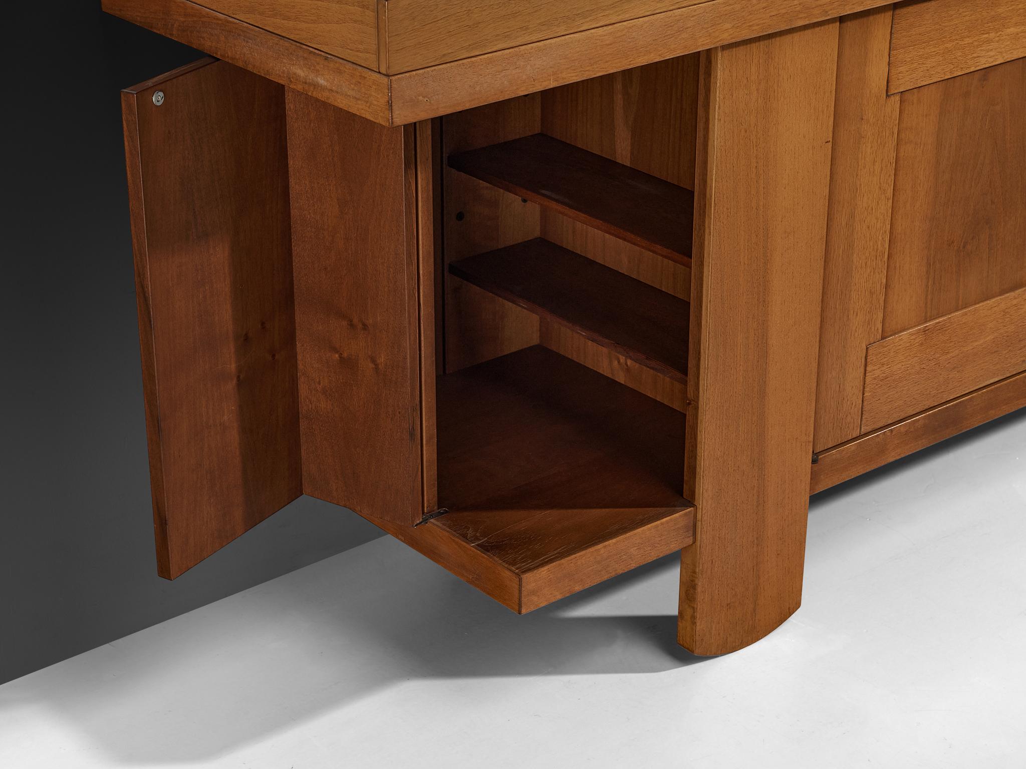 Mid-20th Century Silvio Coppola for Bernini Geometric Sideboard in Walnut For Sale