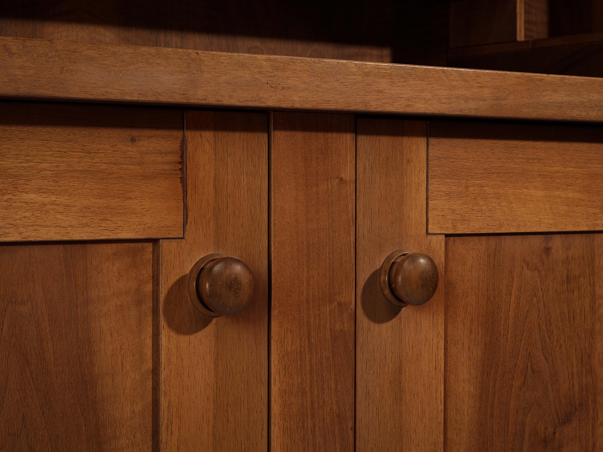 Silvio Coppola for Bernini Geometric Sideboard in Walnut For Sale 1