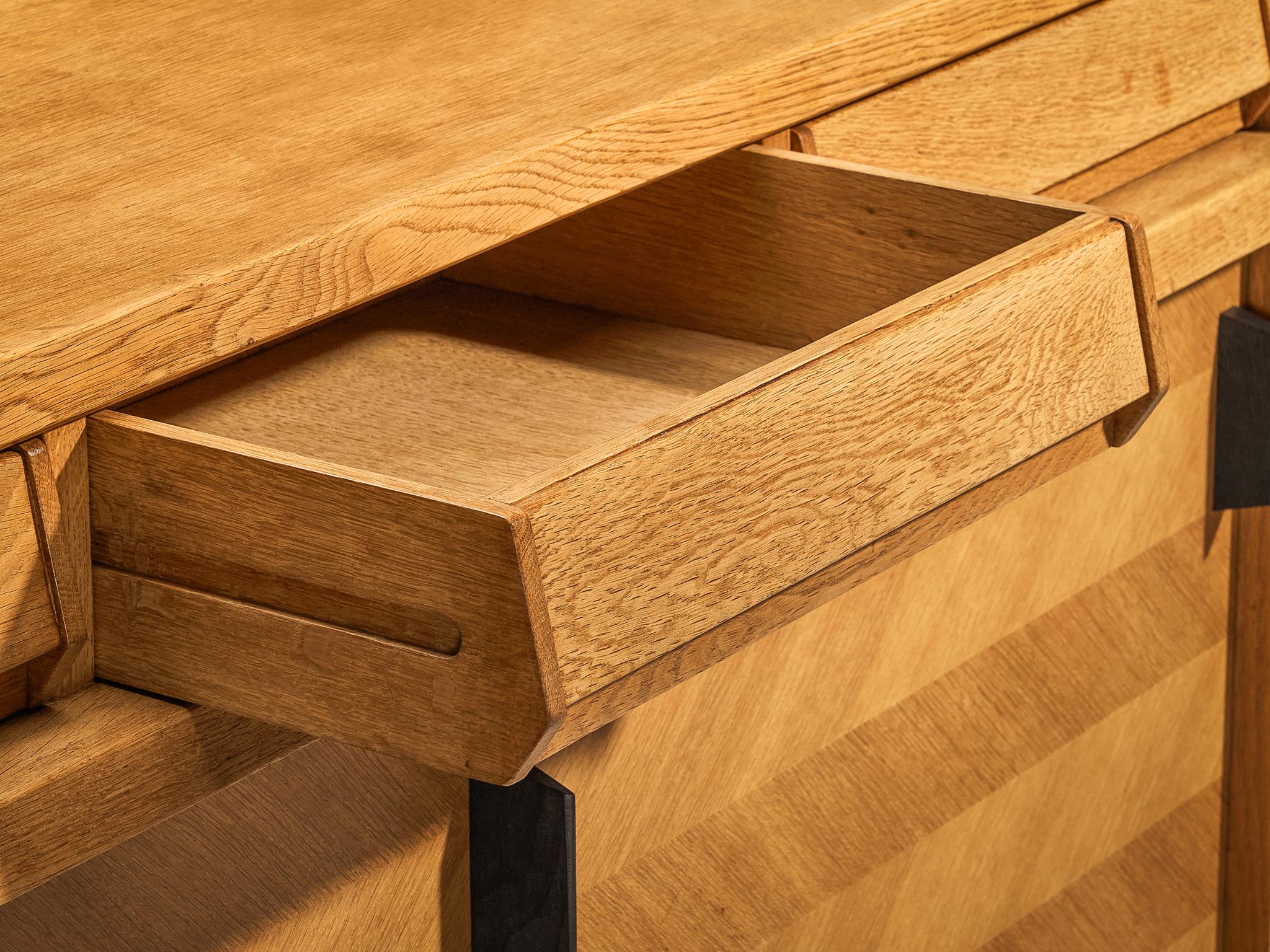Guillerme & Chambron Sideboard with Sliding-Doors in Solid Oak For Sale 3