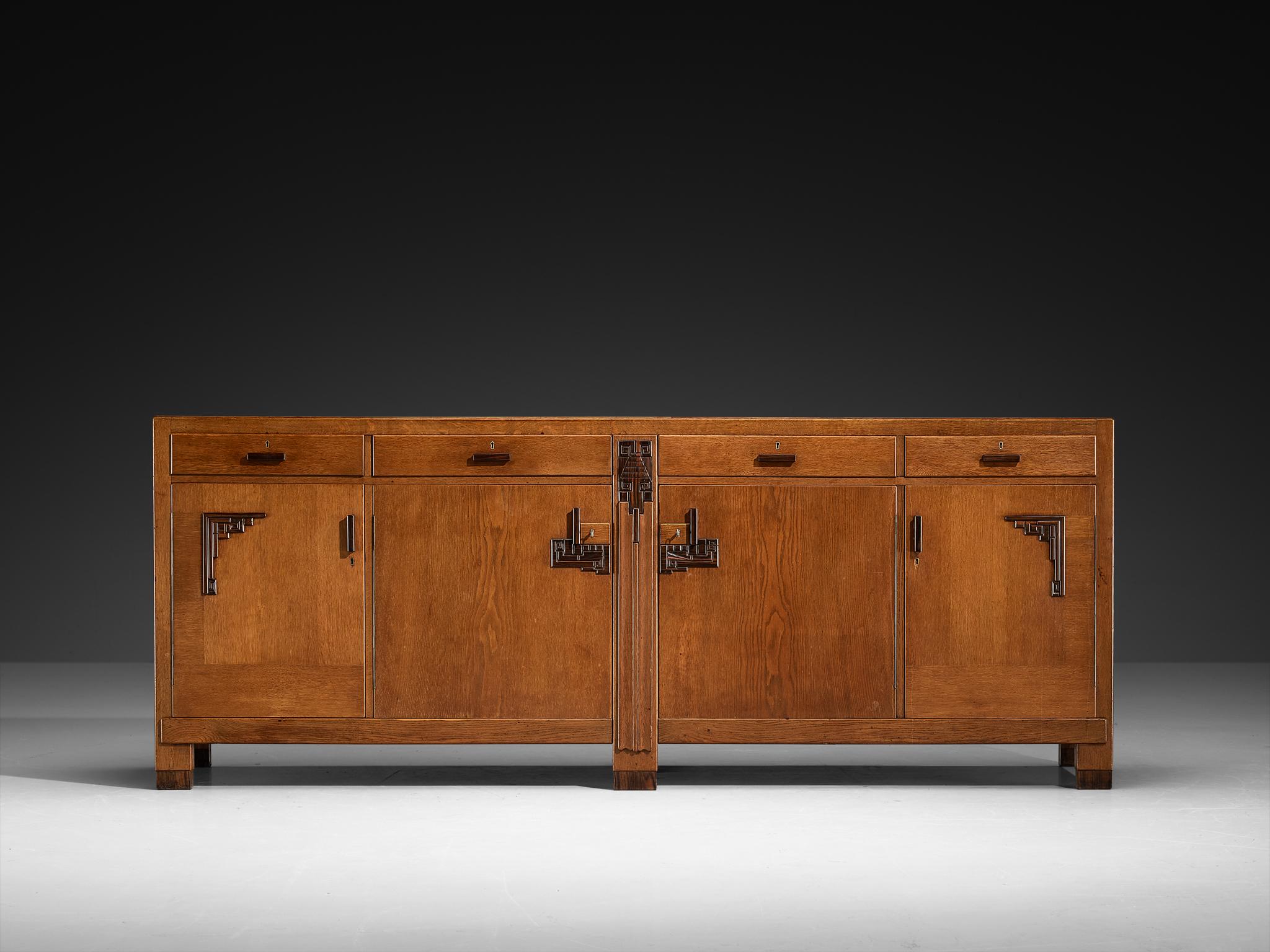 Mid-20th Century Amsterdamse School Sideboard in Oak and Coromandel For Sale