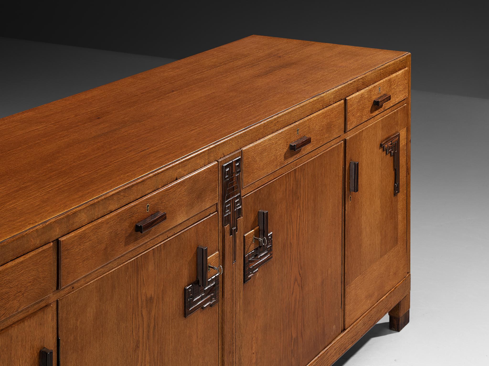 Amsterdamse School Sideboard in Oak and Coromandel For Sale 1