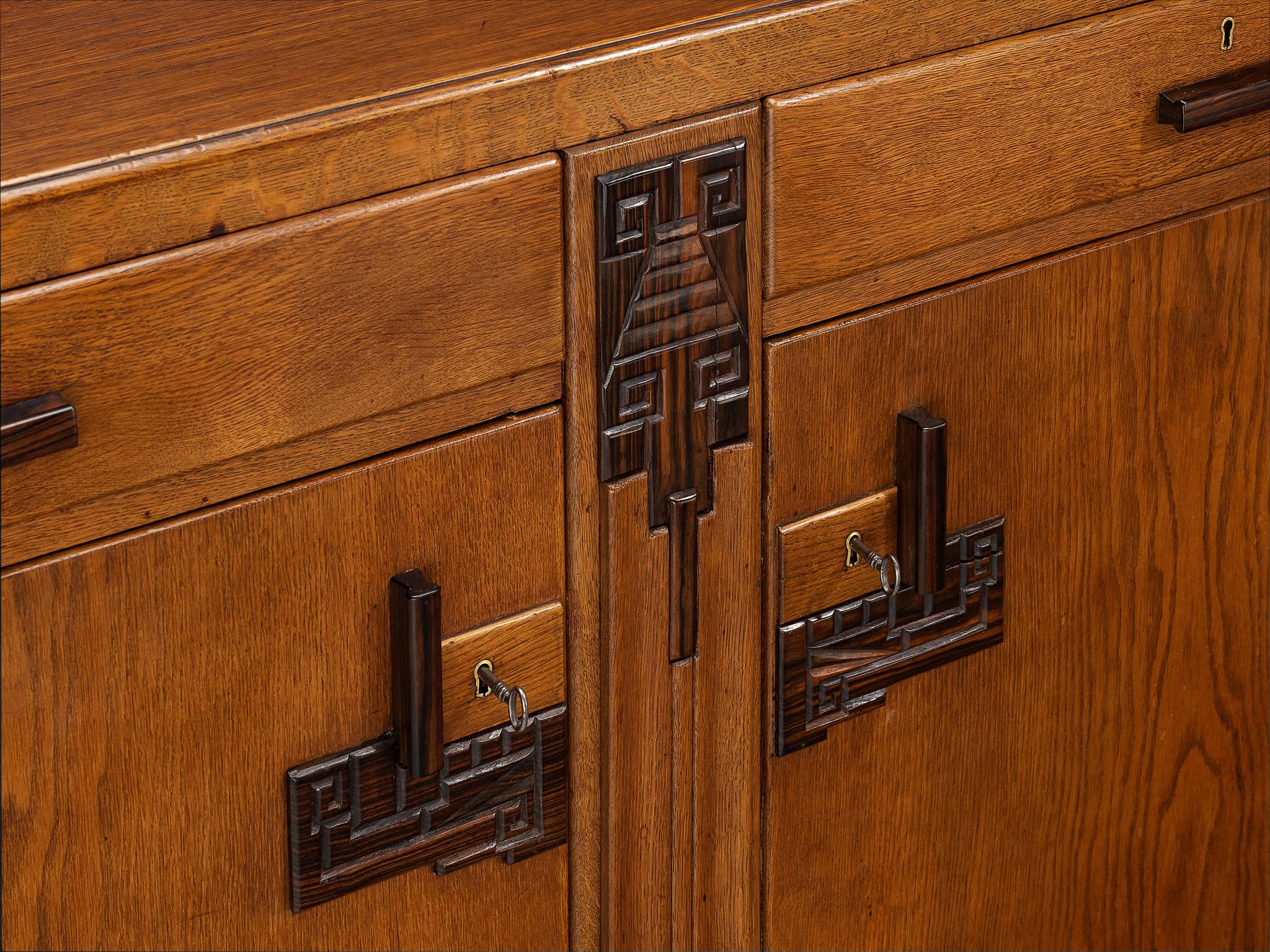 Amsterdamse School Sideboard in Oak and Coromandel For Sale 2
