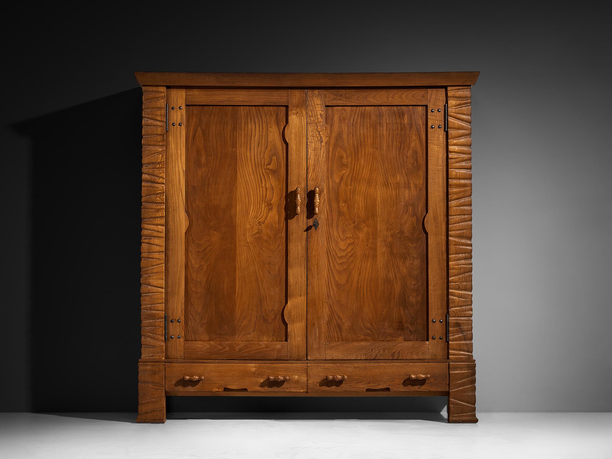 Ernesto Valabrega for Vittorio Valabrega Studio Large Highboard in Chestnut In Good Condition For Sale In Waalwijk, NL