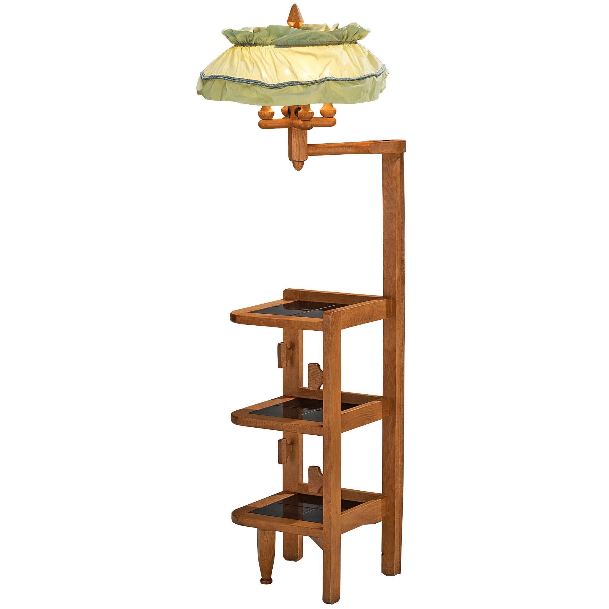 Guillerme & Chambron Floor Lamp with Integrated Side Tables For Sale