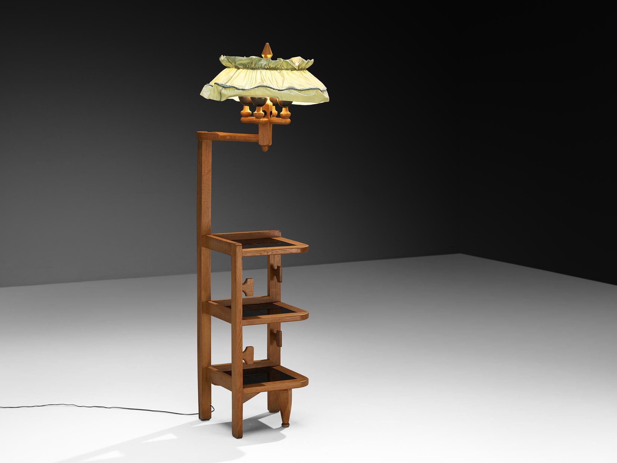 French Guillerme & Chambron Floor Lamp with Integrated Side Tables For Sale