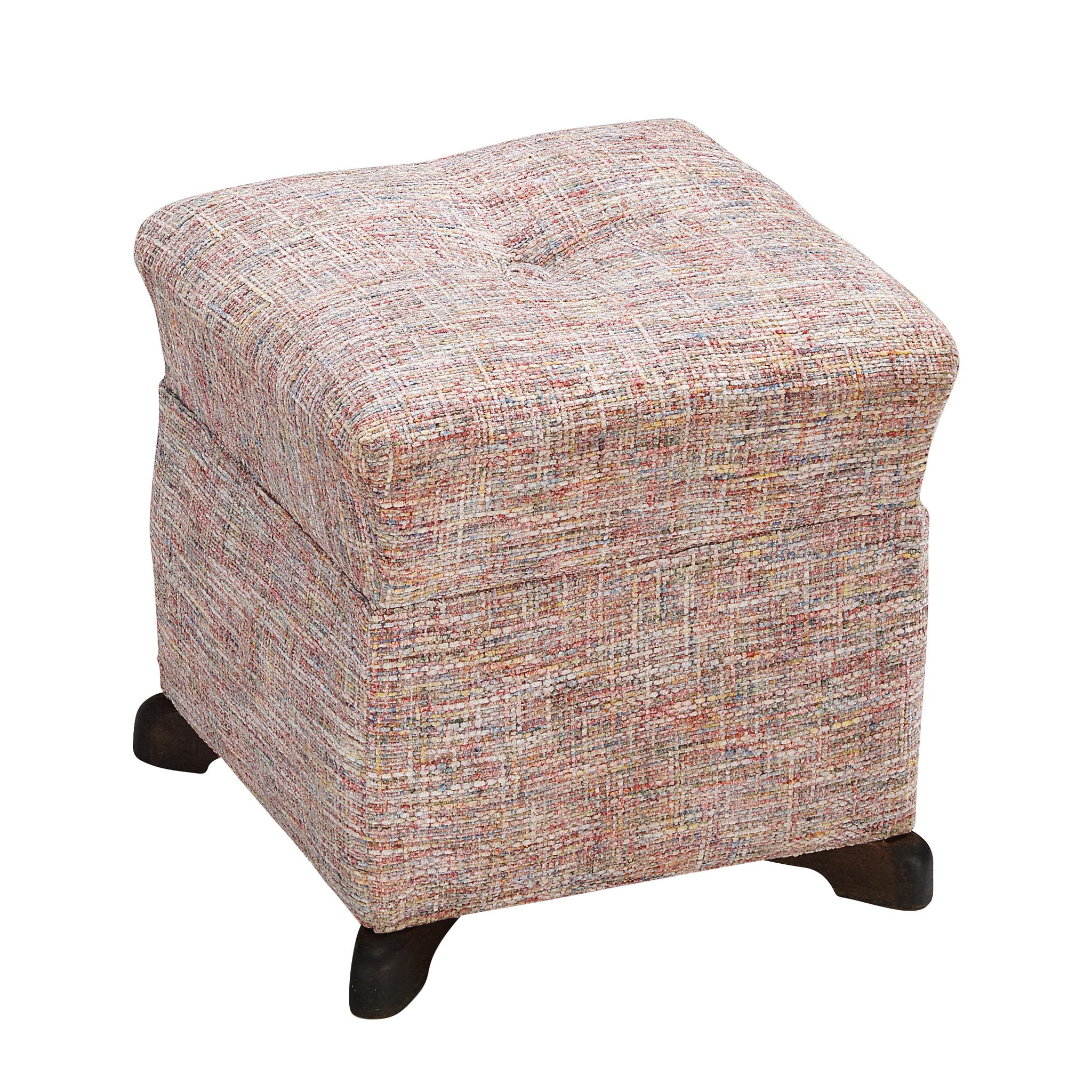 Jindrich Halabala Square Stool in Decorative Upholstery For Sale