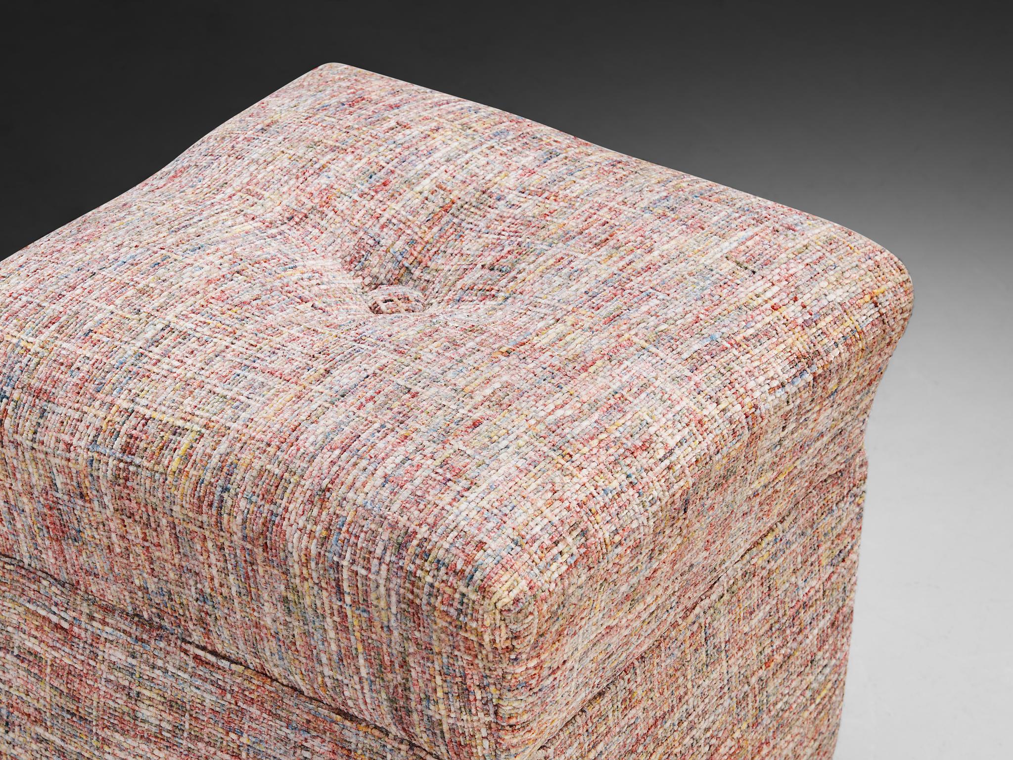 Czech Jindrich Halabala Square Stool in Decorative Upholstery For Sale