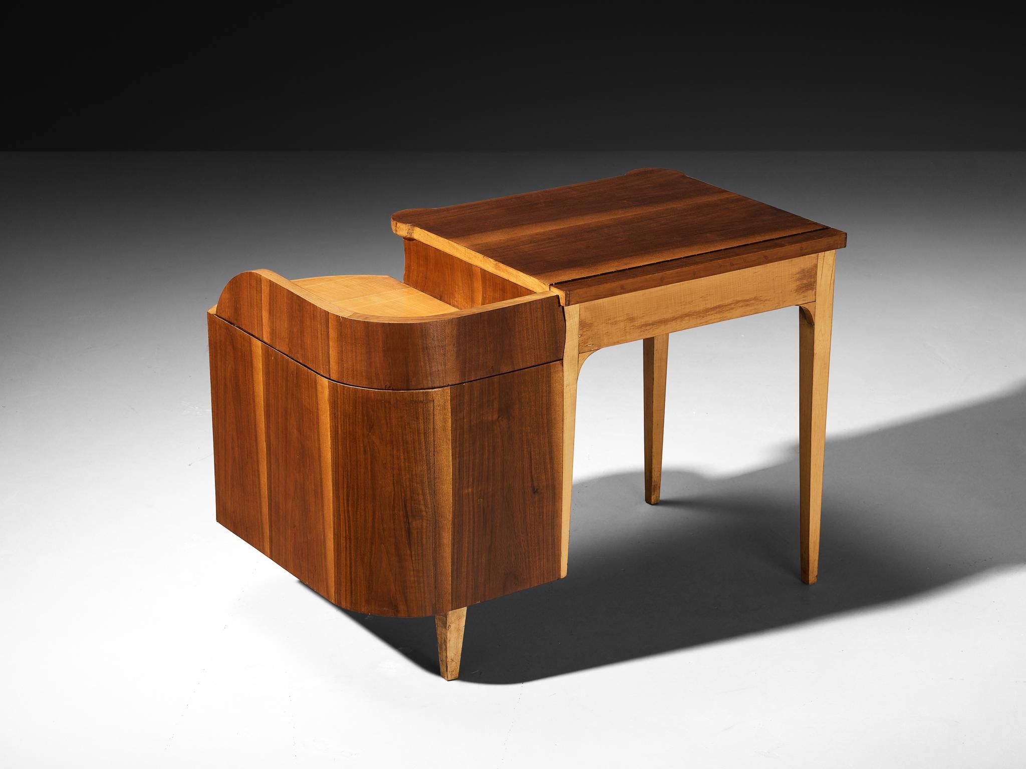 Mid-20th Century M.C. Magnani & A. Schieppati 1950s Milanese Vanity Table in Walnut and Maple For Sale