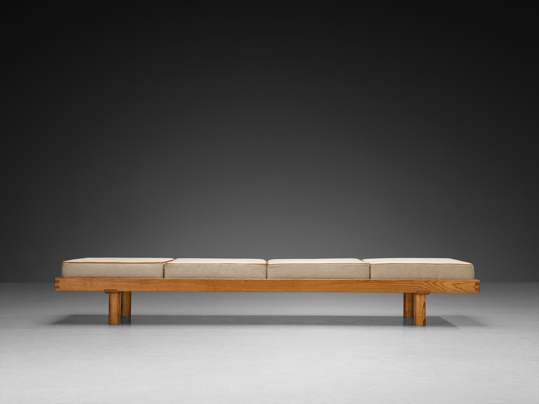 French Pierre Chapo 'L09' Large Bench in Solid Elm For Sale