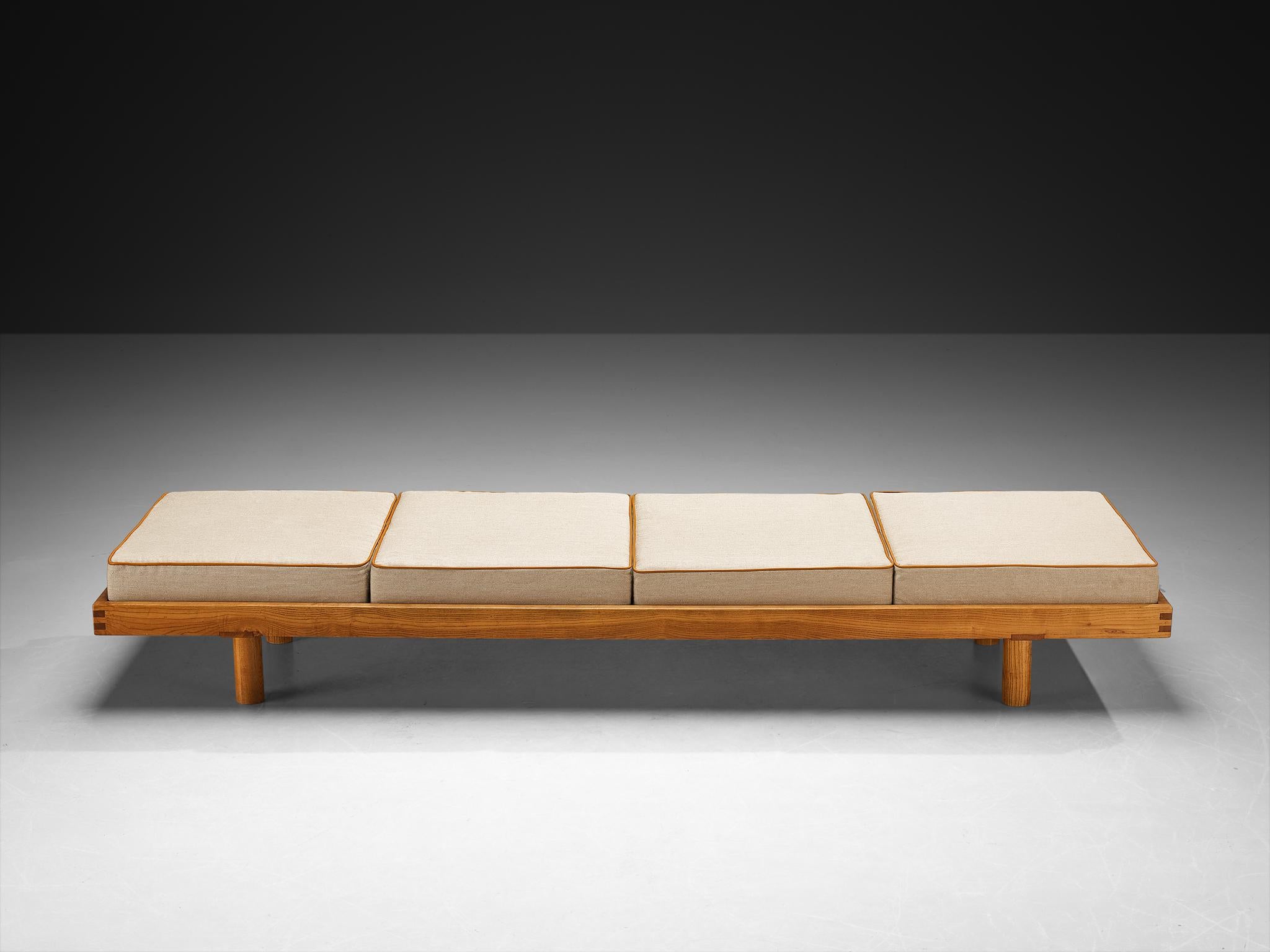 Mid-20th Century Pierre Chapo 'L09' Large Bench in Solid Elm For Sale