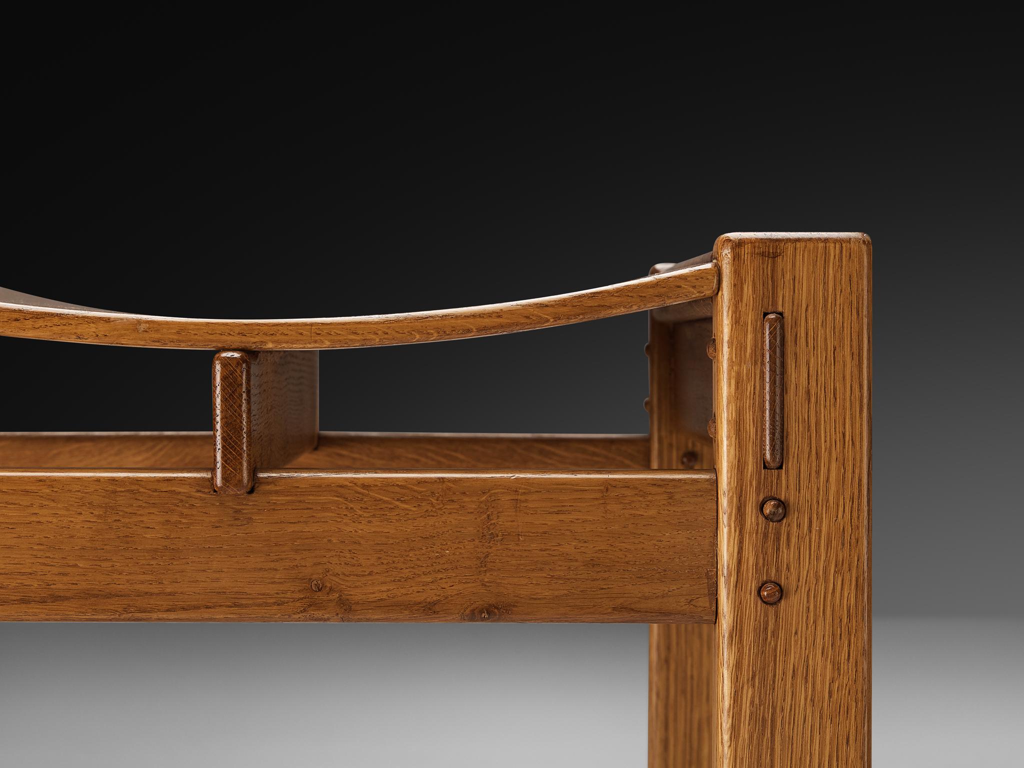 Late 20th Century Giuseppe Rivadossi for Officina Rivadossi Pair of High Bar Stools in Oak For Sale