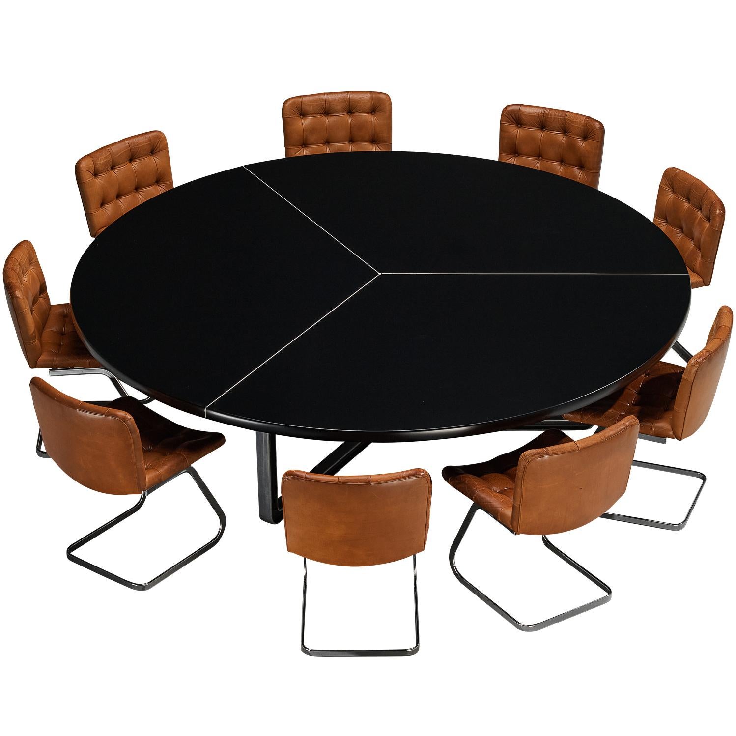 Centro Progetti Tecno Round Table with Robert Haussman for De Sede Chairs For Sale